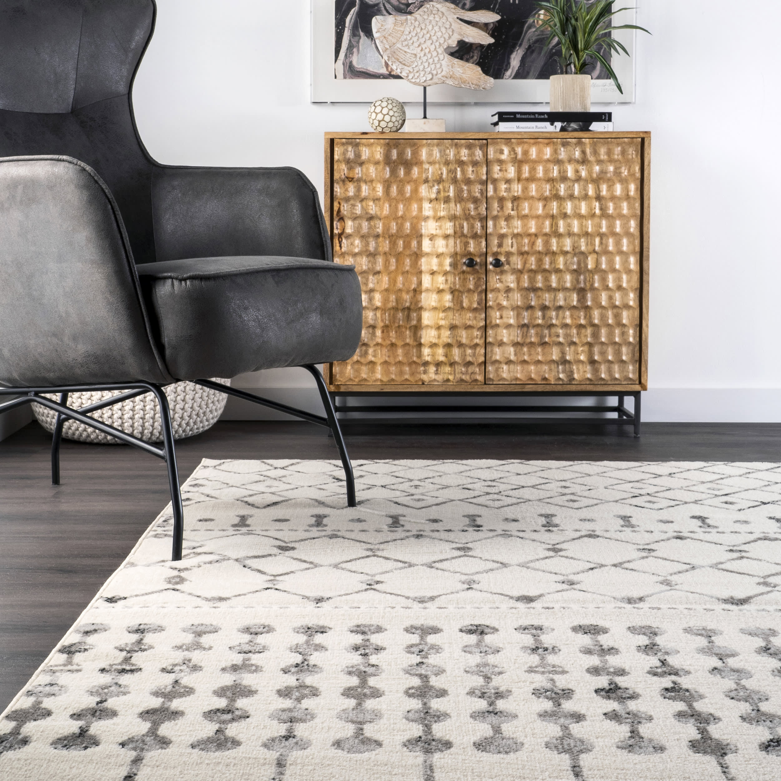 Kendyll Modern Trellis Rug | Grey - Image 4