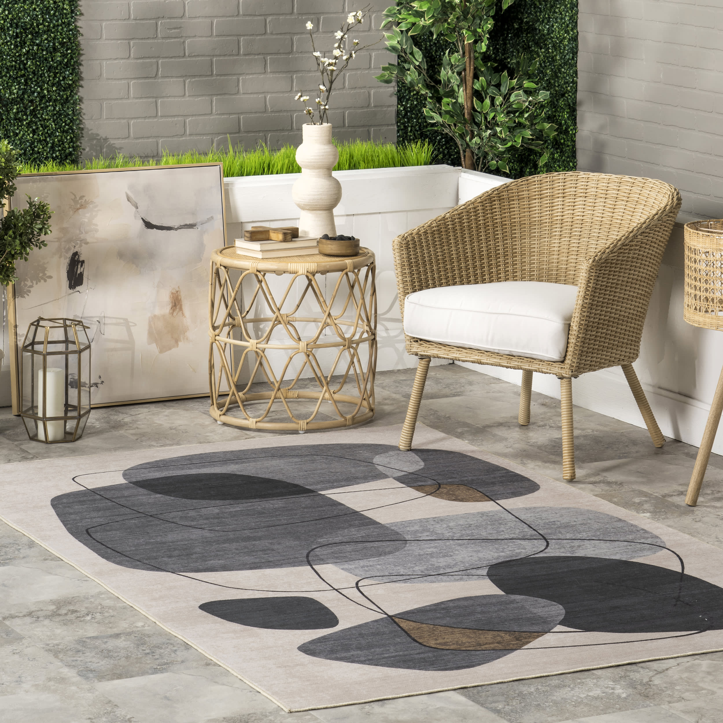 Kenley Stone Washable Indoor/Outdoor Rug | Grey - Image 2