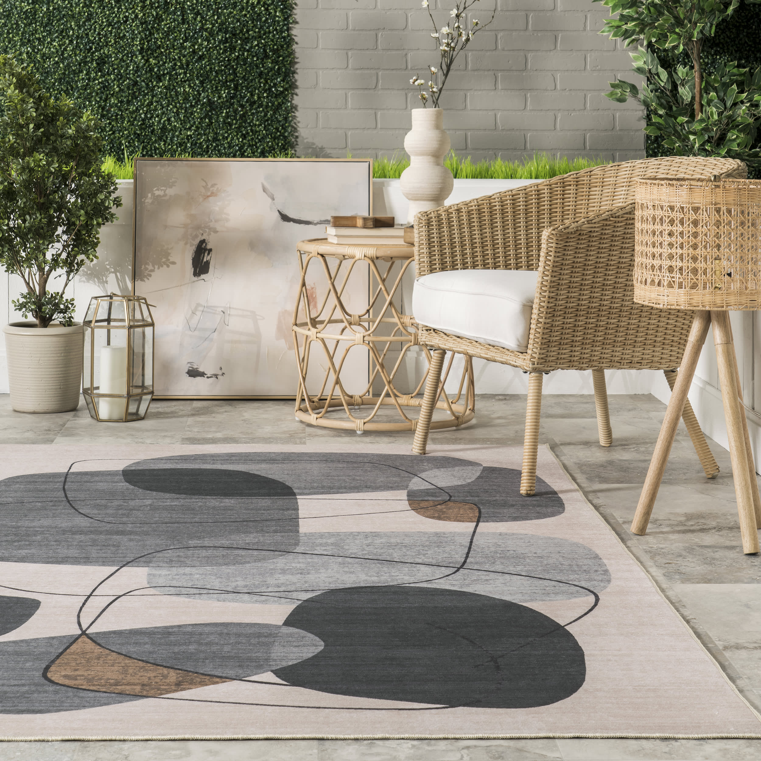Kenley Stone Washable Indoor/Outdoor Rug | Grey - Image 4
