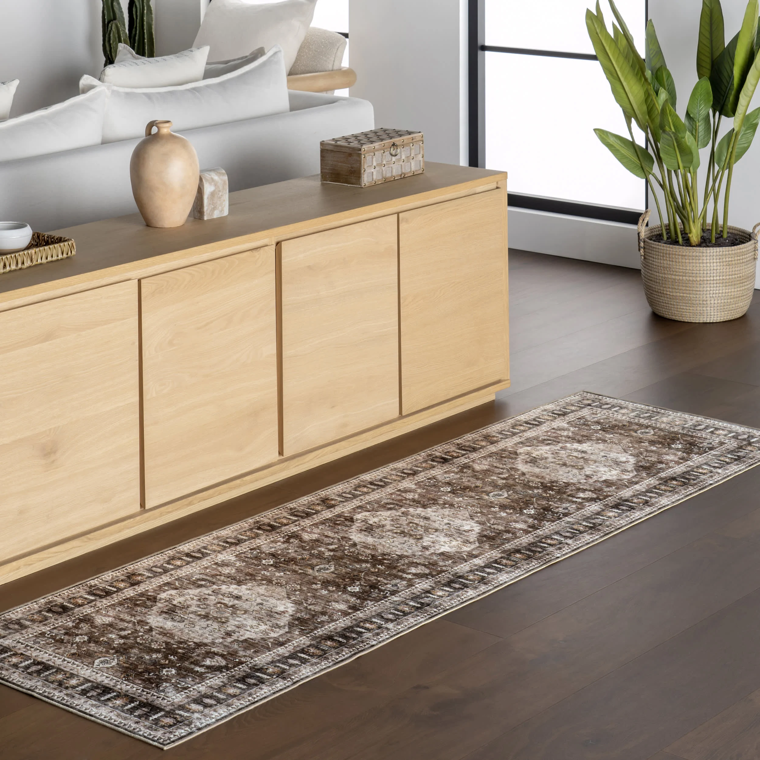 Keyara Spill Proof Washable Rug | Dark Brown - Image 2