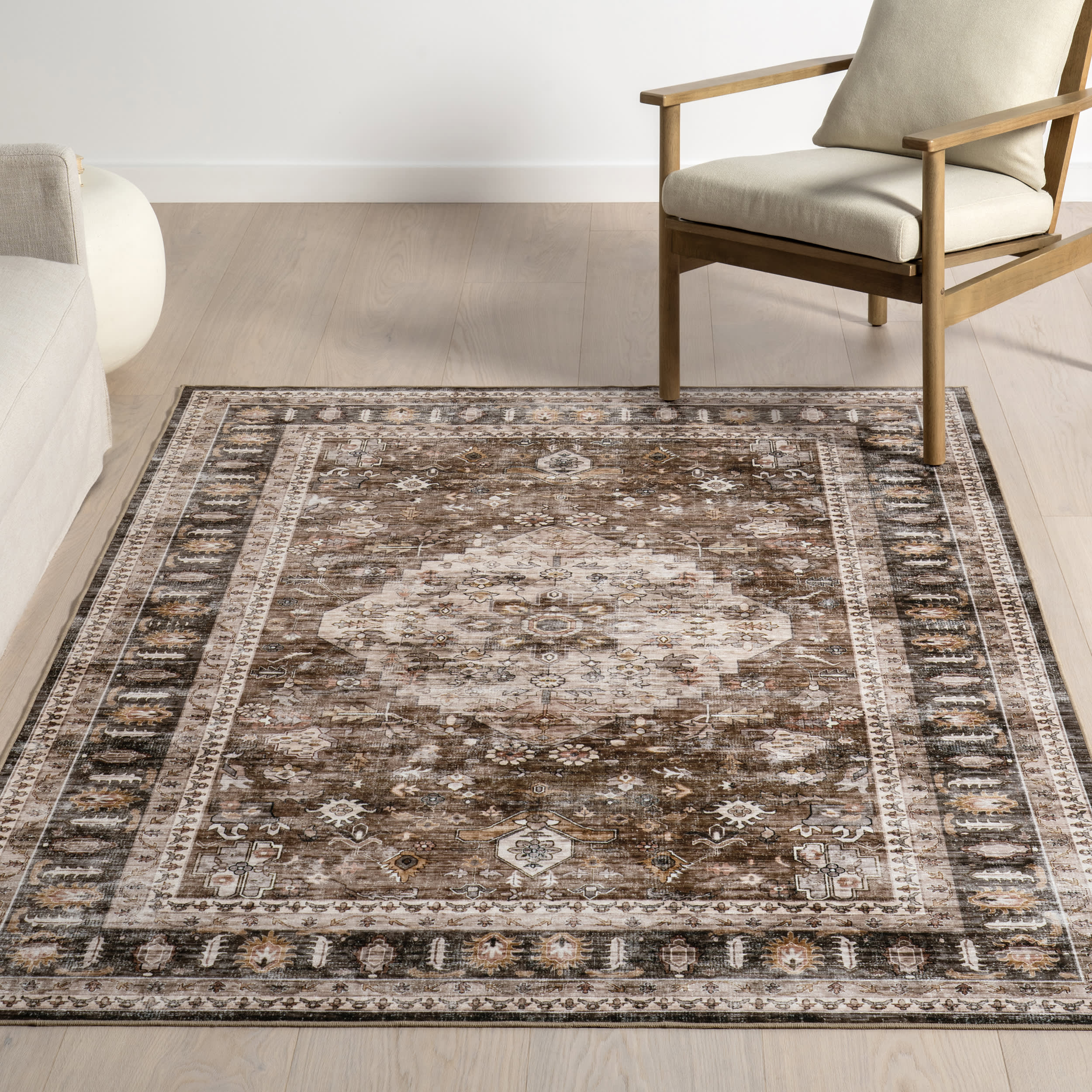 Keyara Spill Proof Washable Rug | Dark Brown - Image 5