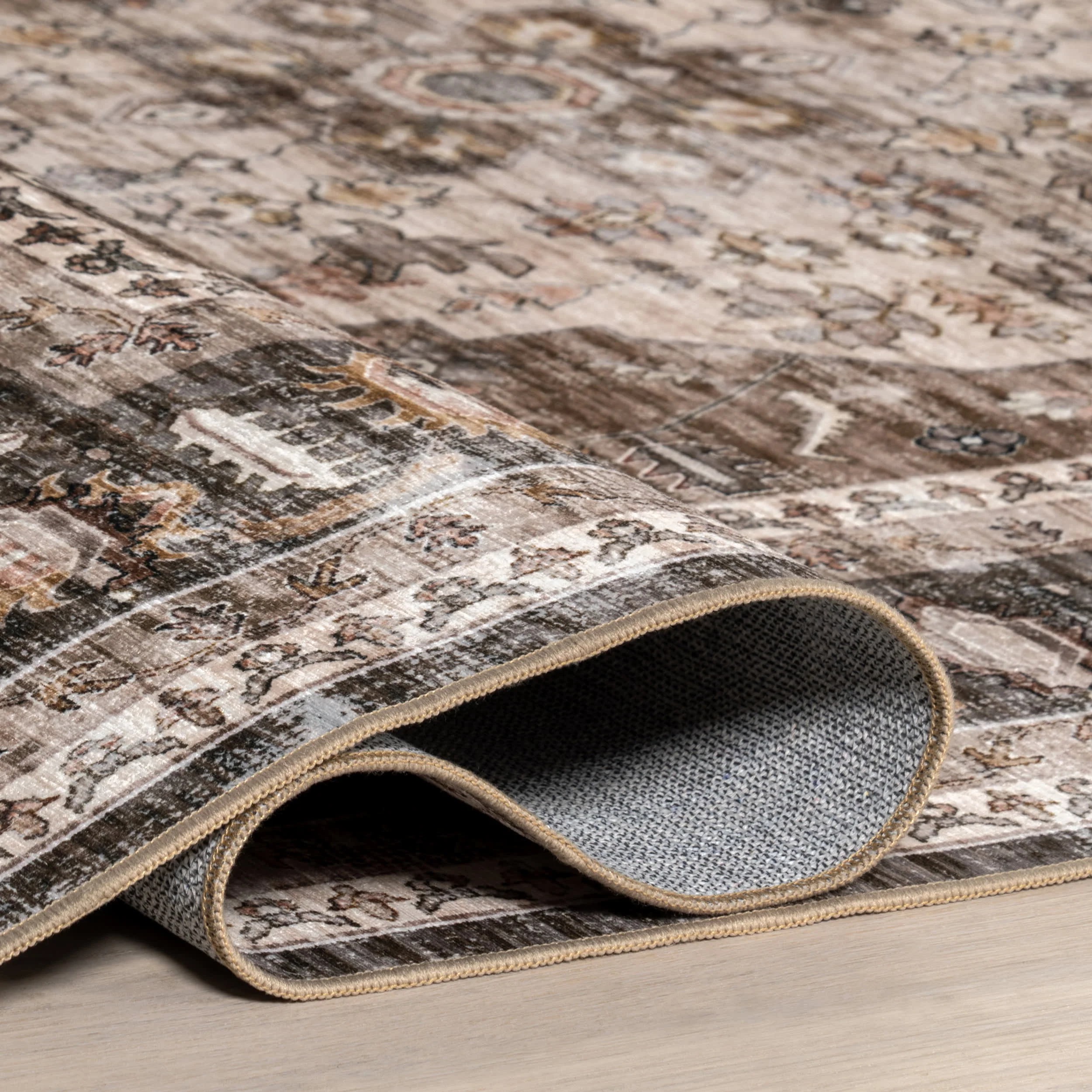 Keyara Spill Proof Washable Rug | Dark Brown - Image 9