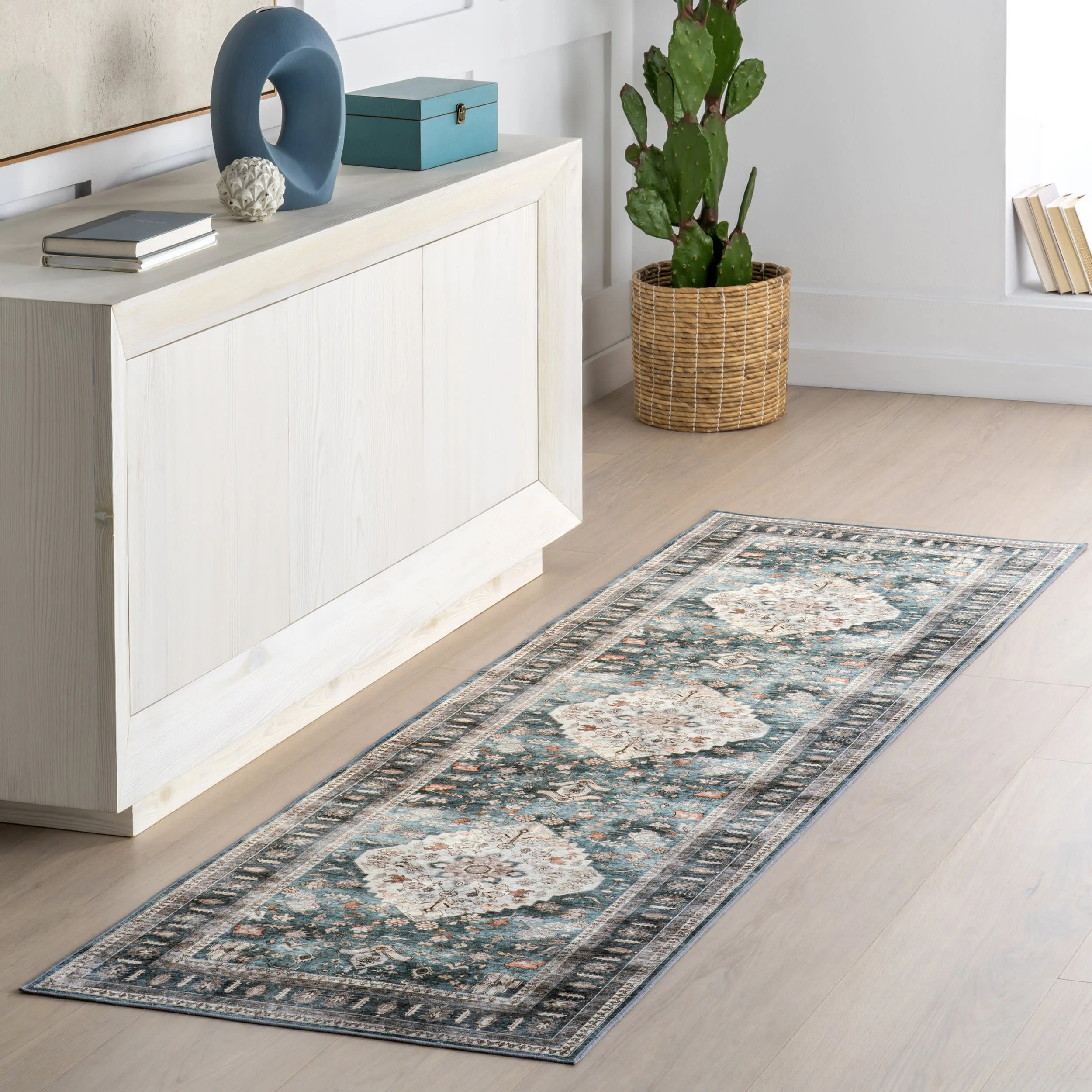 Keyara Spill Proof Washable Rug | Green - Image 2
