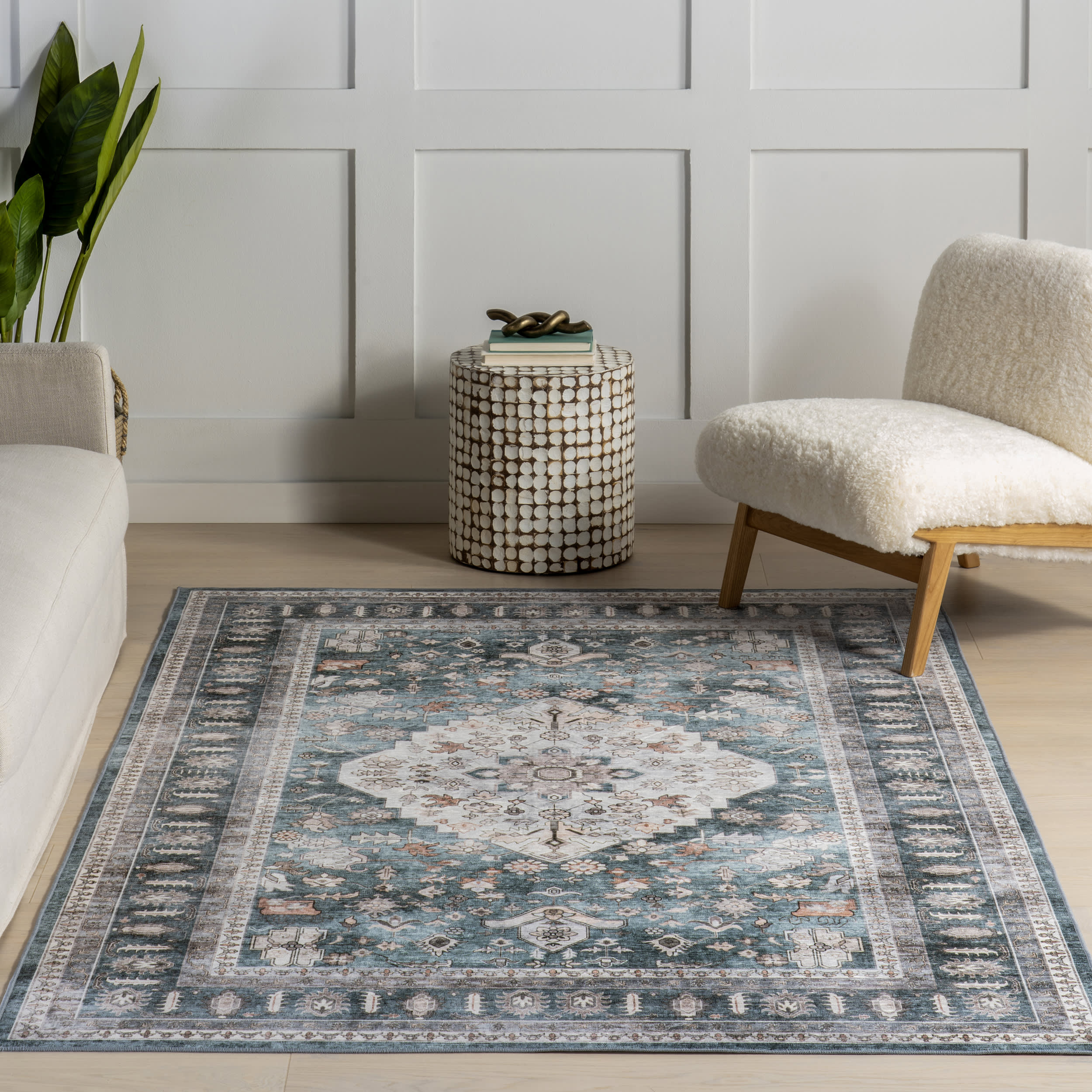 Keyara Spill Proof Washable Rug | Green - Image 5