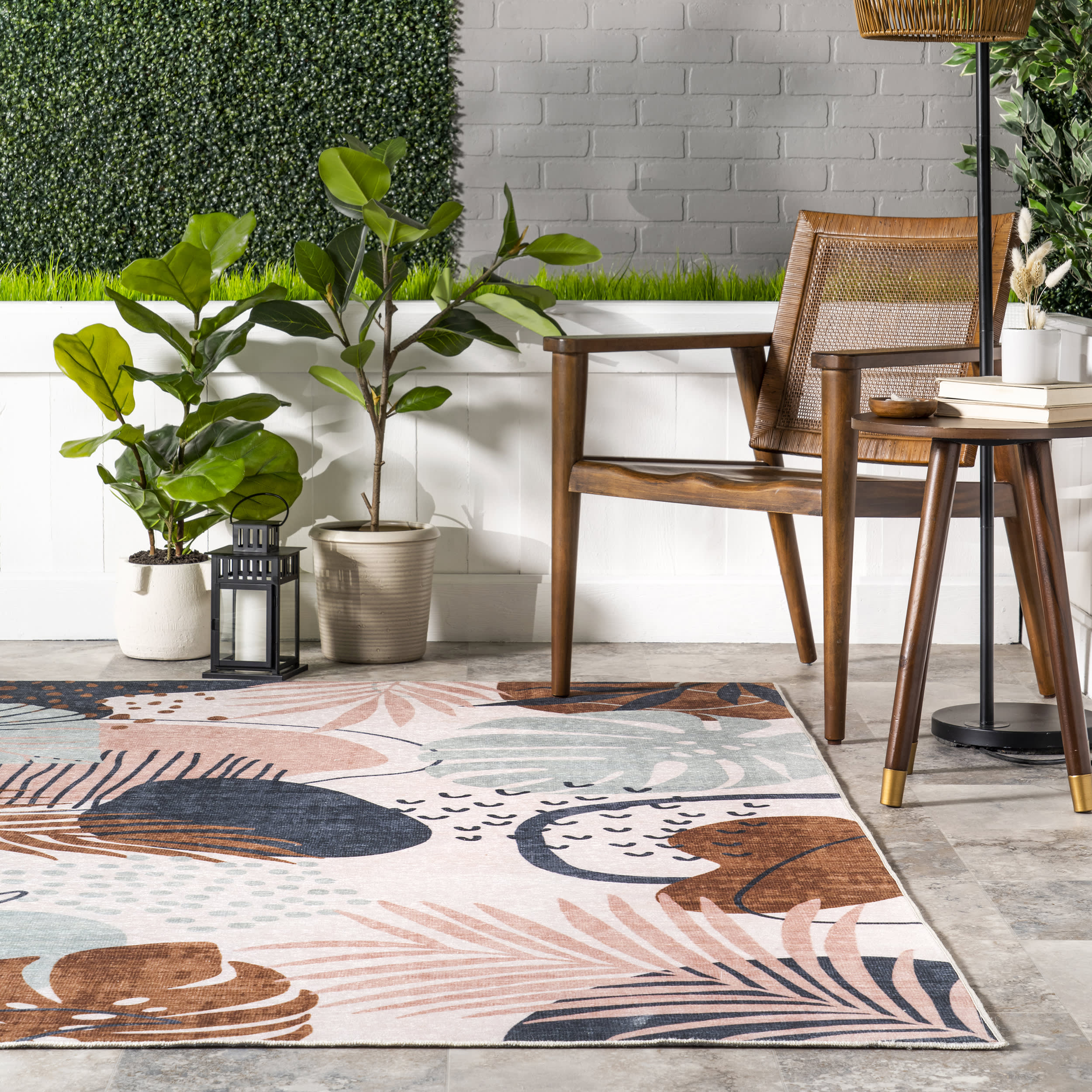Keyla Palm Washable Indoor/Outdoor Rug | Multicolor - Image 4