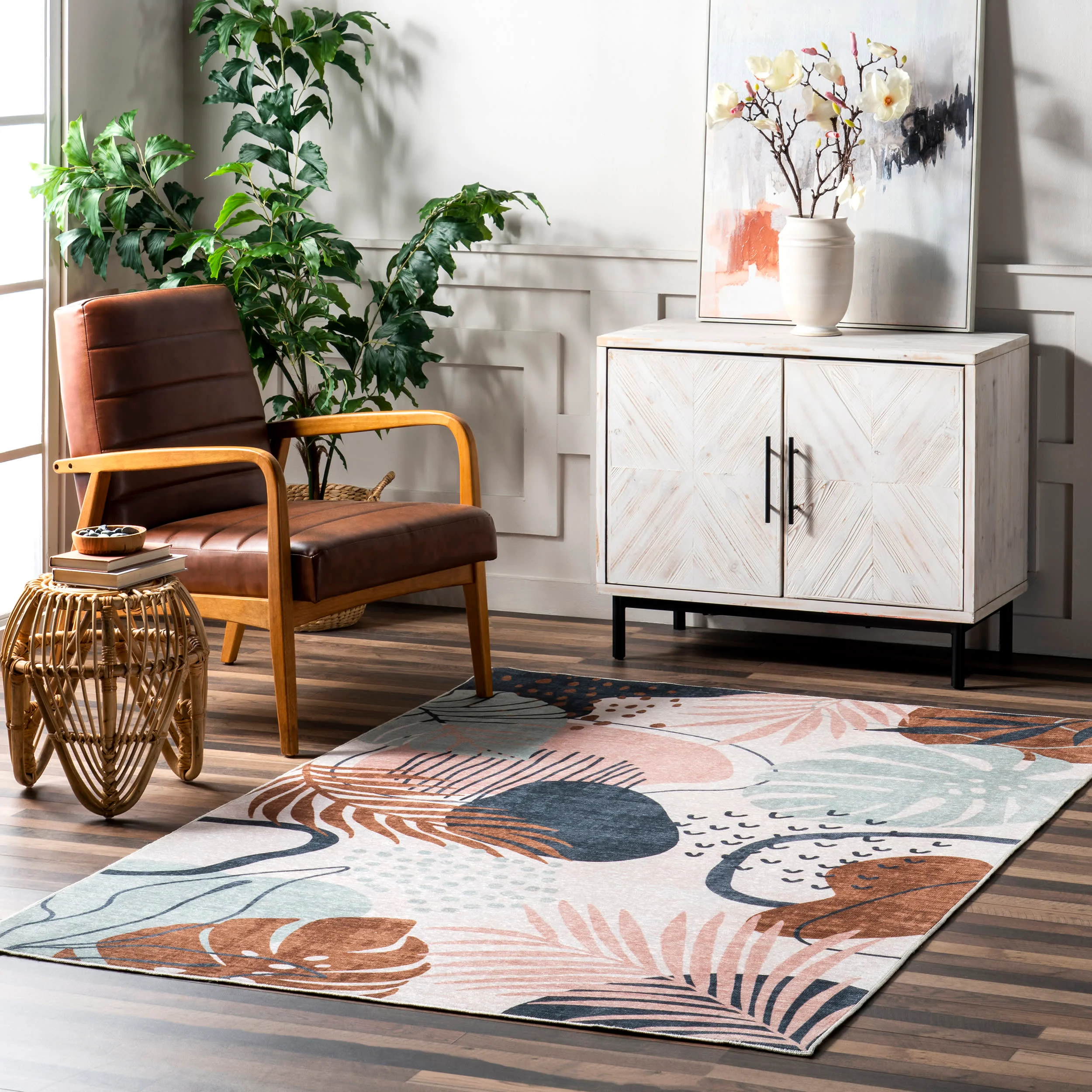 Keyla Palm Washable Indoor/Outdoor Rug | Multicolor - Image 8