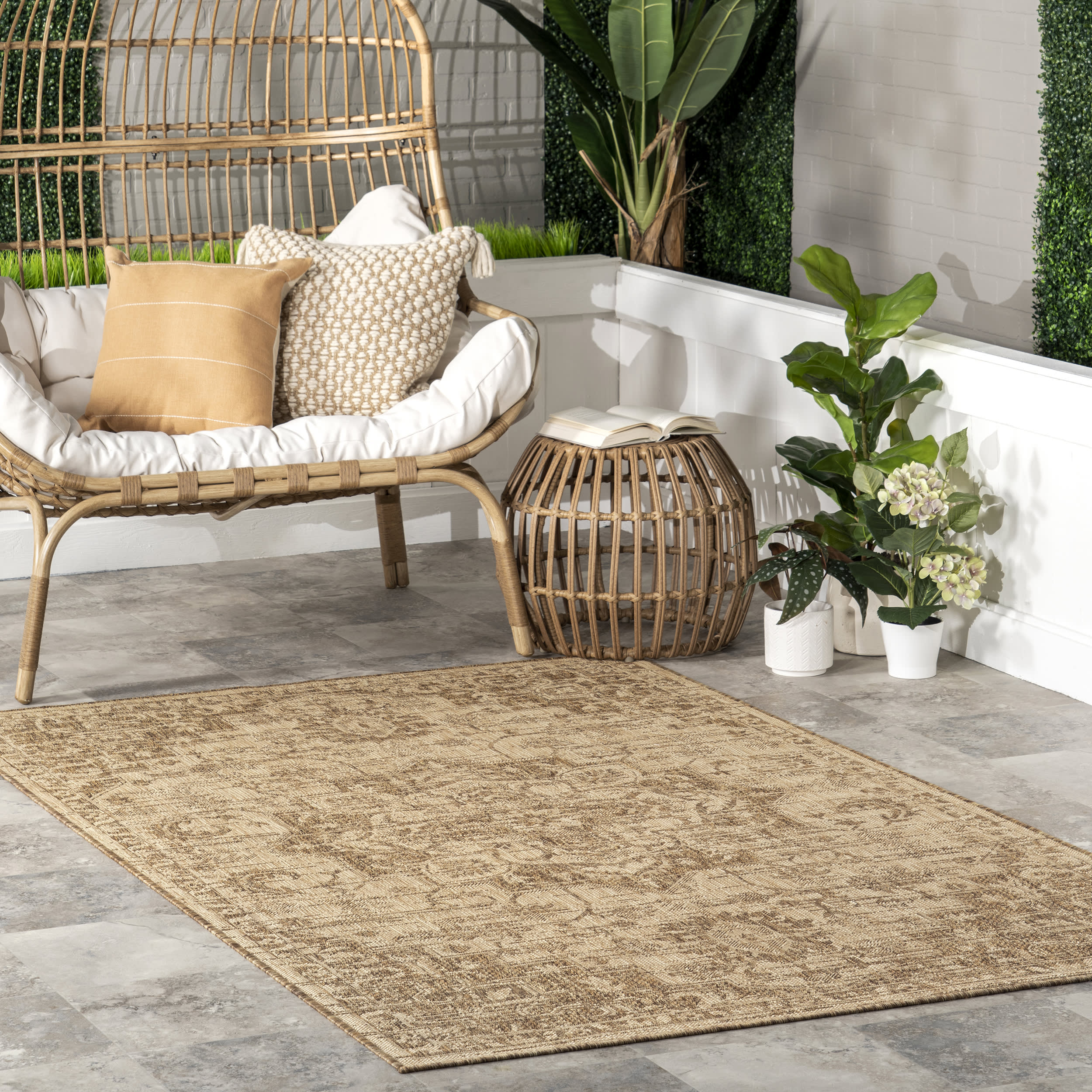 Khai Indoor/Outdoor Medallion Rug | Brown - Image 2