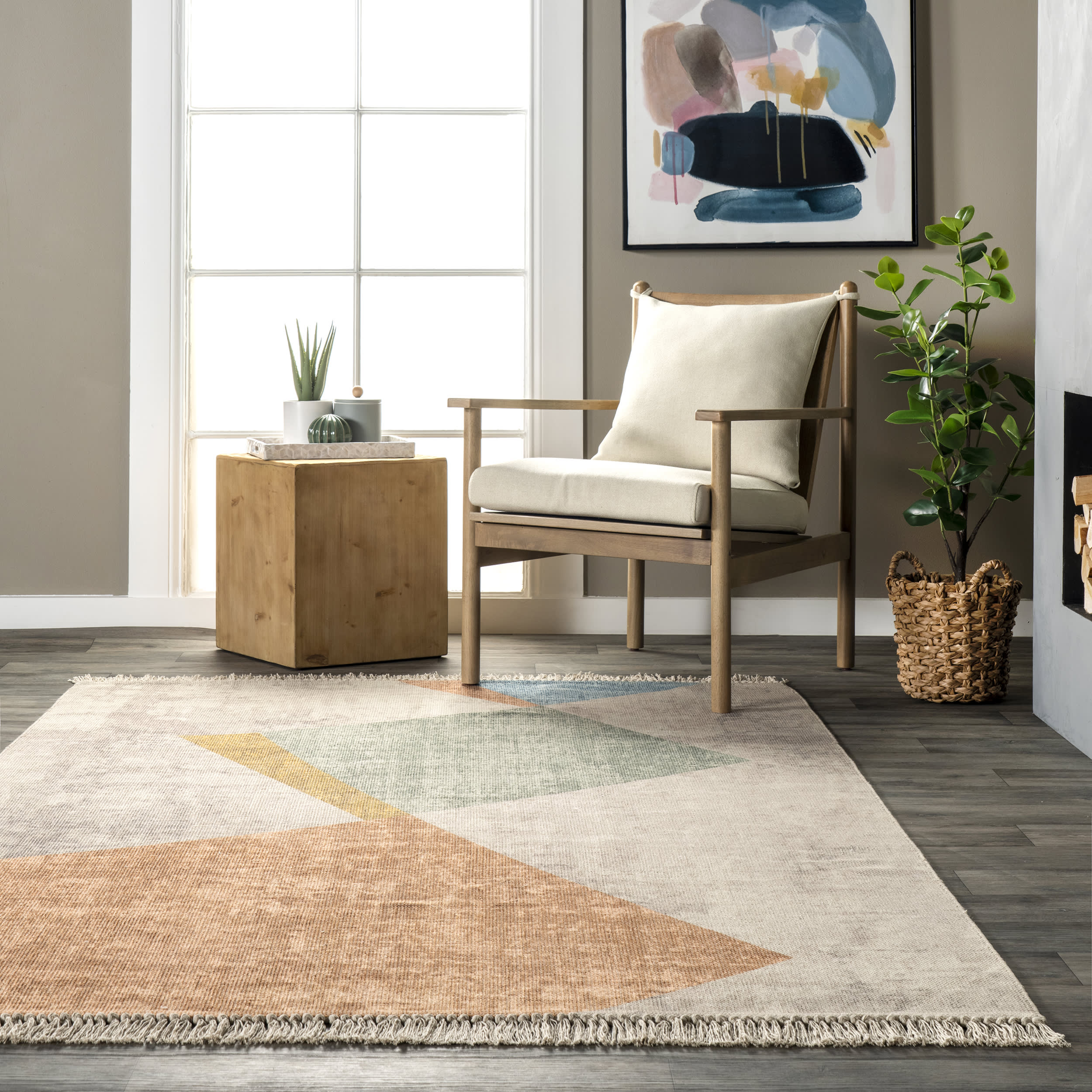Kiana Vintage Diamond Rug | Beige - Image 4