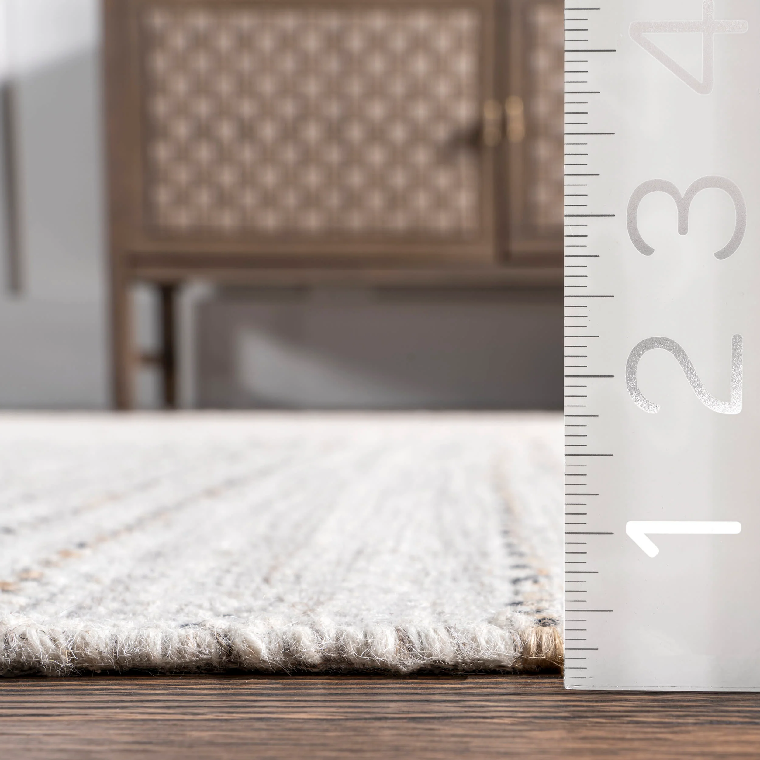 Kianna Wool Striped Rug | Beige - Image 5