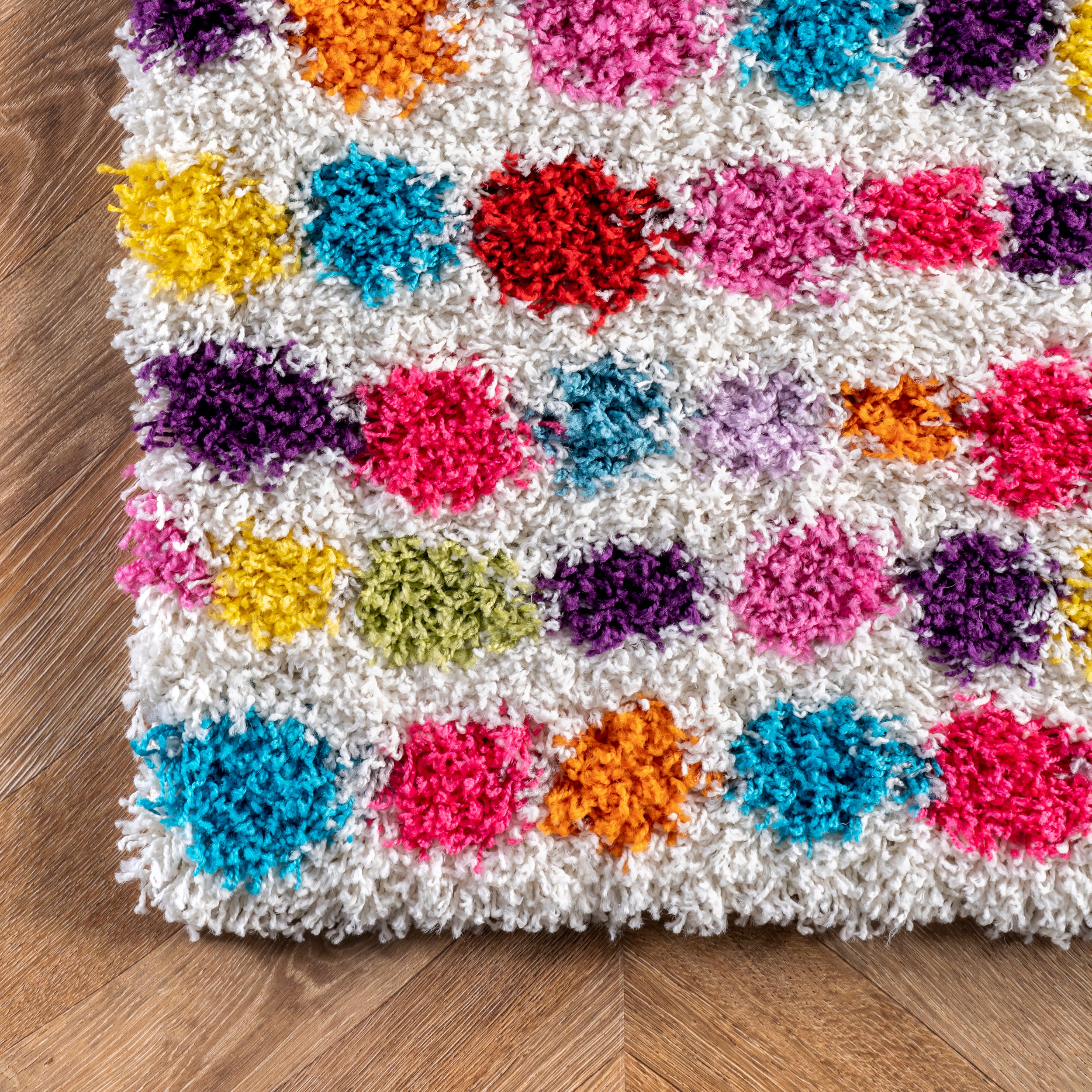 Kids Dotted Striped Shag Rug | Multicolor - Image 3