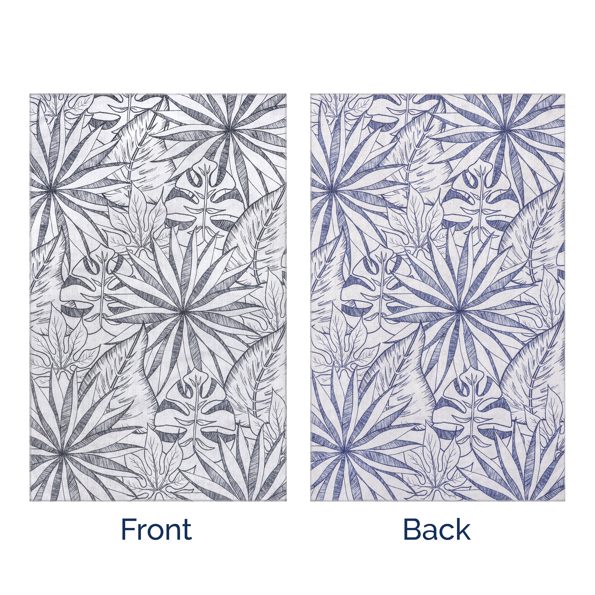 Kienna Reversible Tropical Washable Rug | Navy and Grey - Image 4