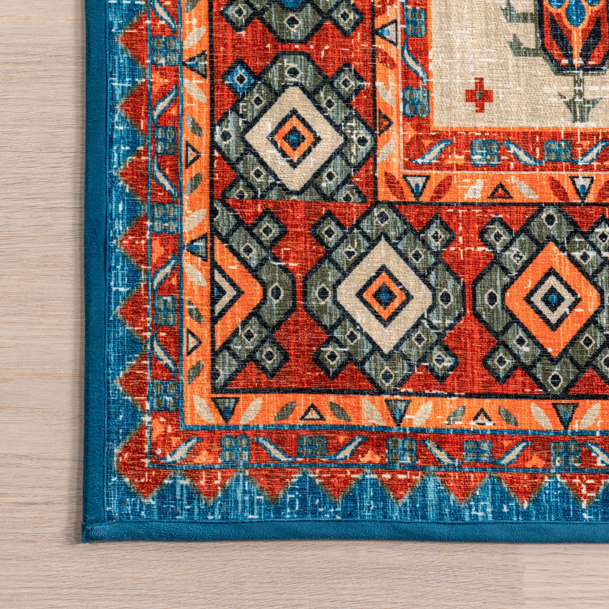 Kindra Bold Medallion Washable Rug | Blue - Image 3