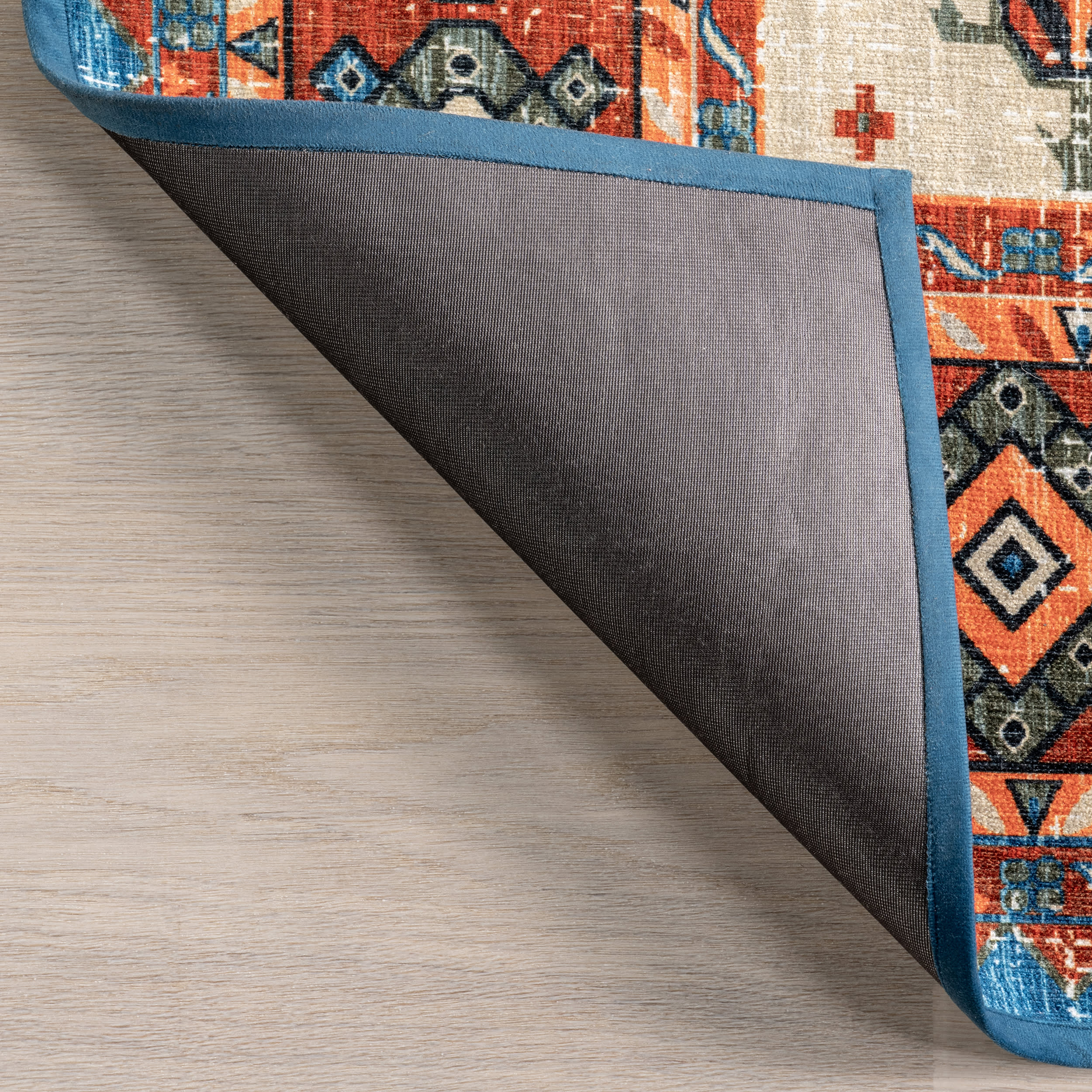 Kindra Bold Medallion Washable Rug | Blue - Image 6