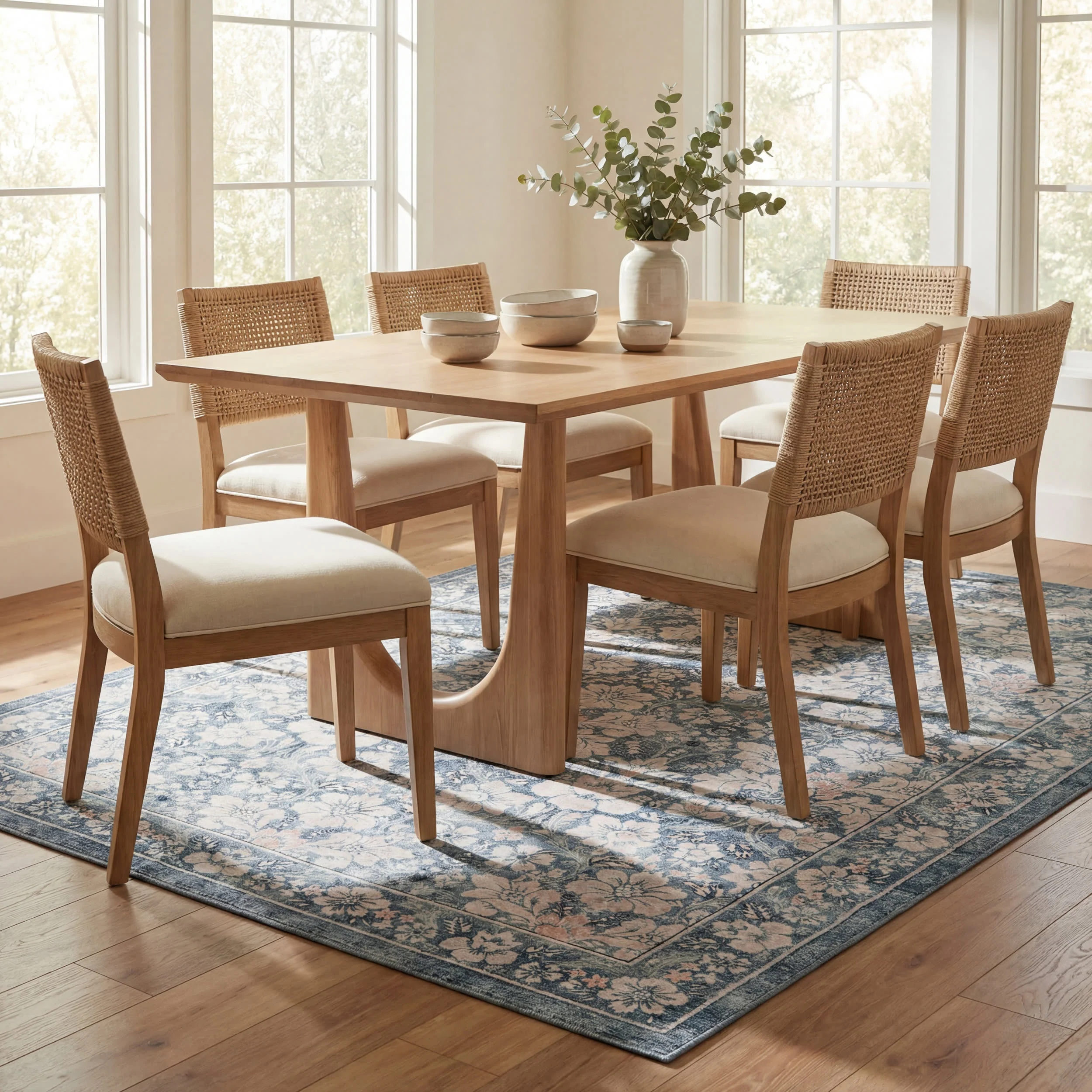 Kinice Traditional Floral Washable Rug | Dark Blue - Image 7
