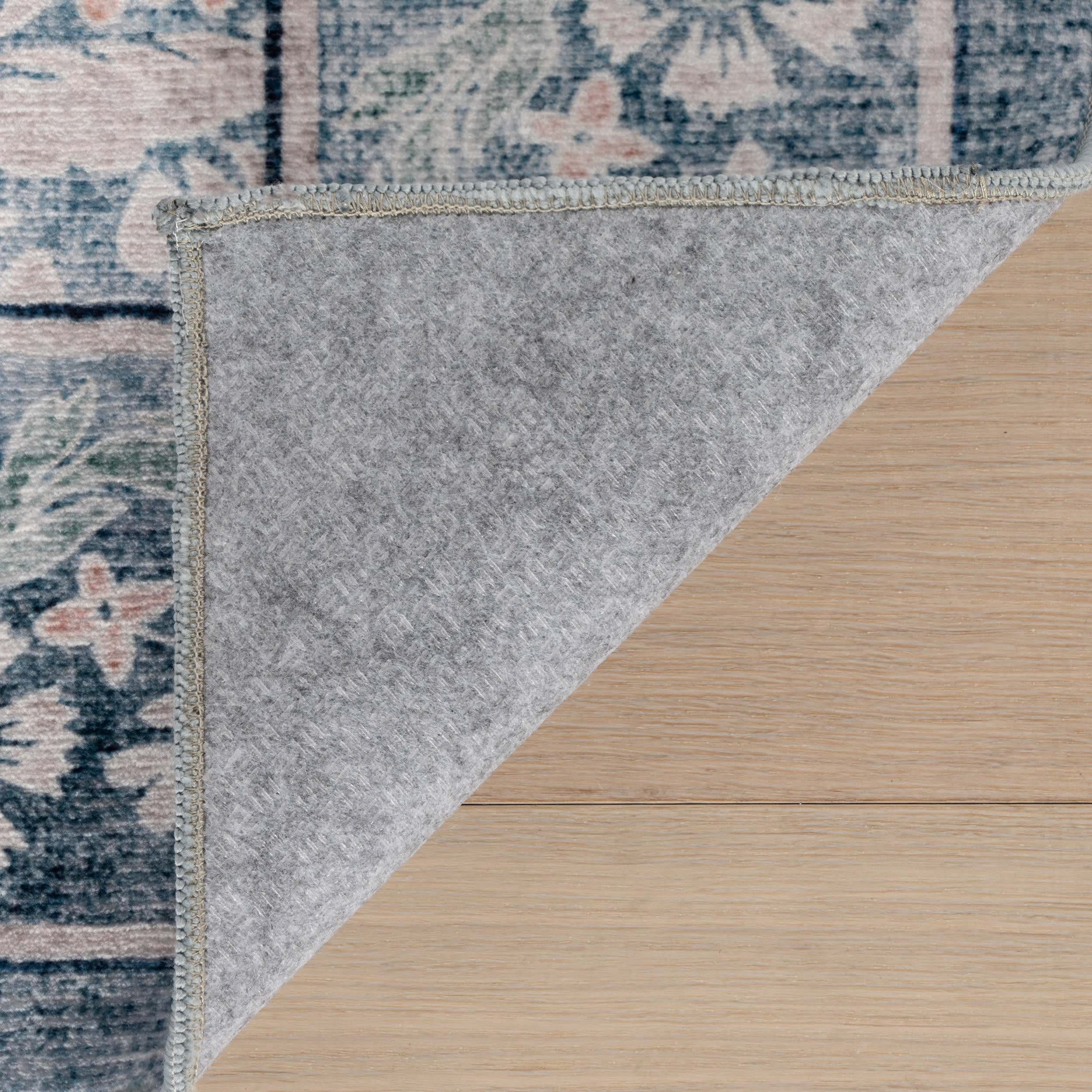 Kinice Traditional Floral Washable Rug | Dark Blue - Image 8
