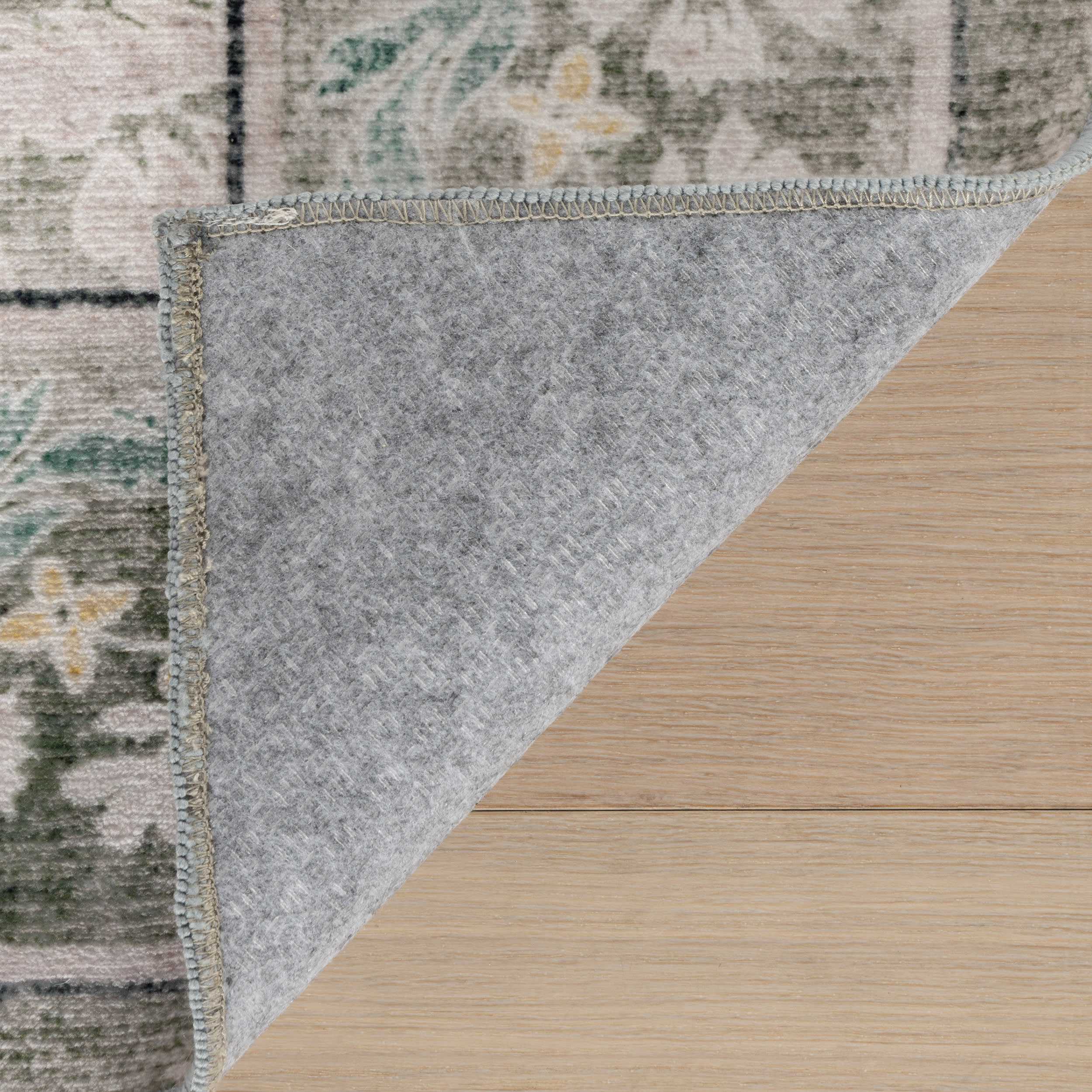 Kinice Traditional Floral Washable Rug | Grey - Image 8