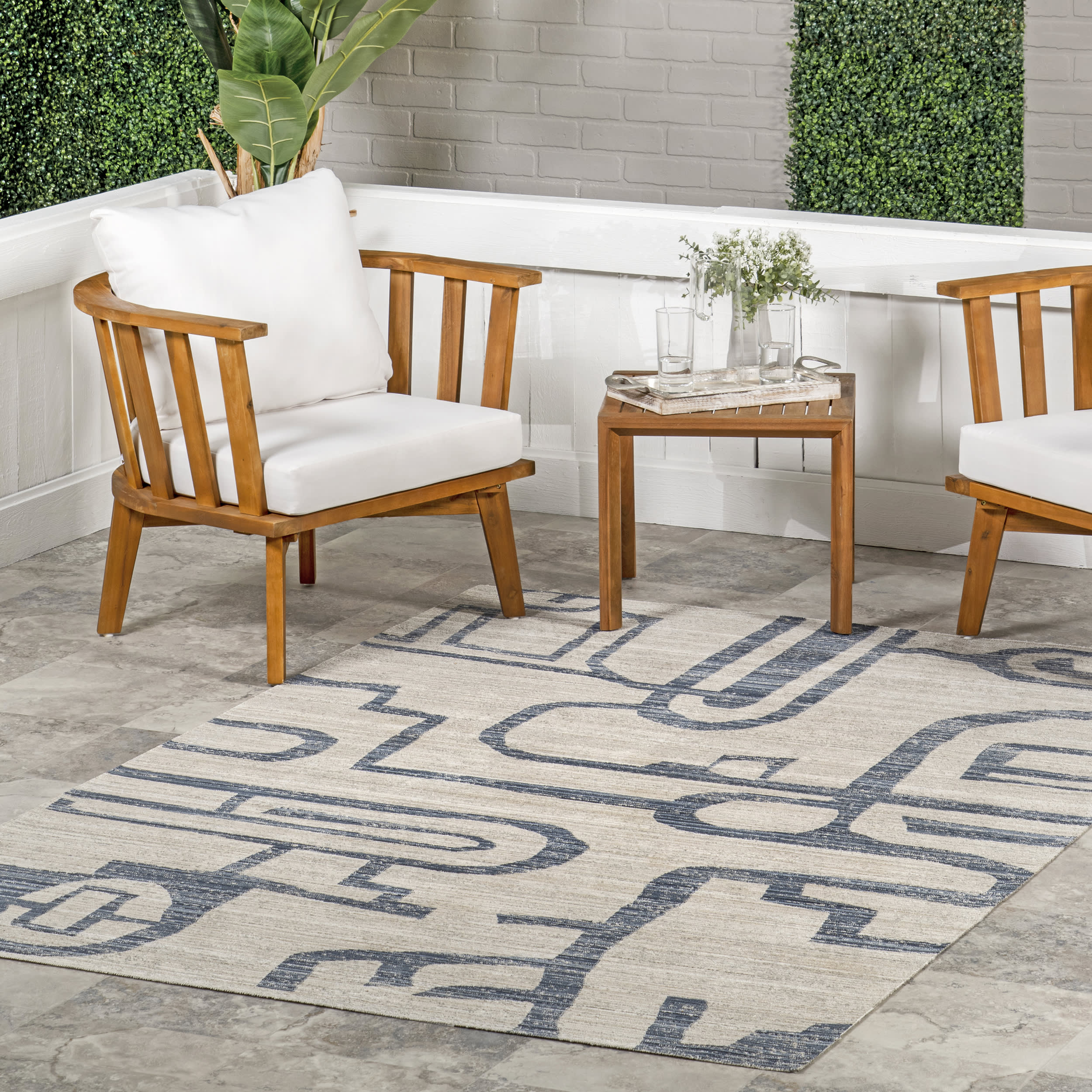 Kinley Modern Washable Indoor/Outdoor Rug | Navy - Image 2