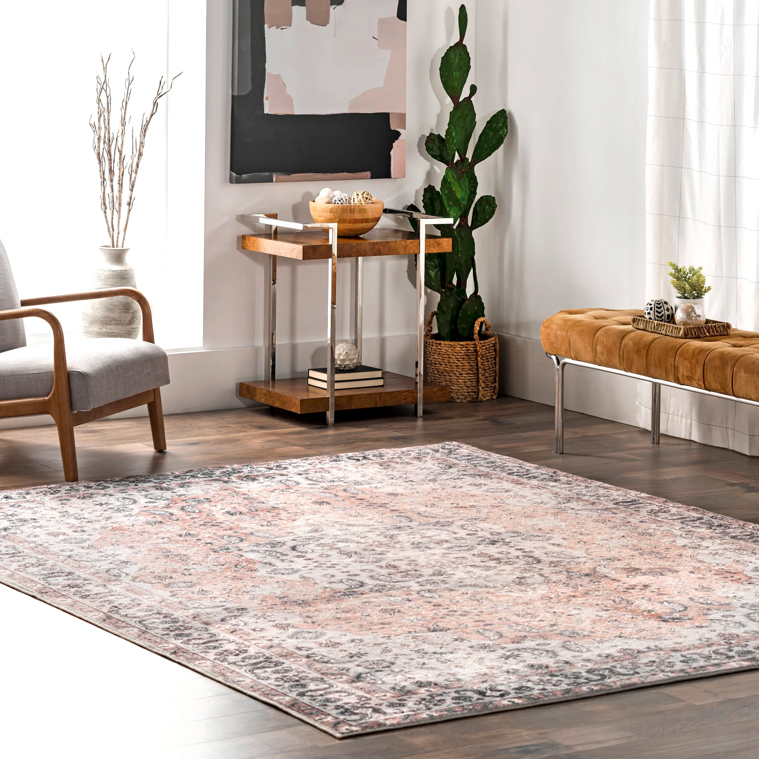 Kinsley Vintage Paisley Rug | Peach - Image 2