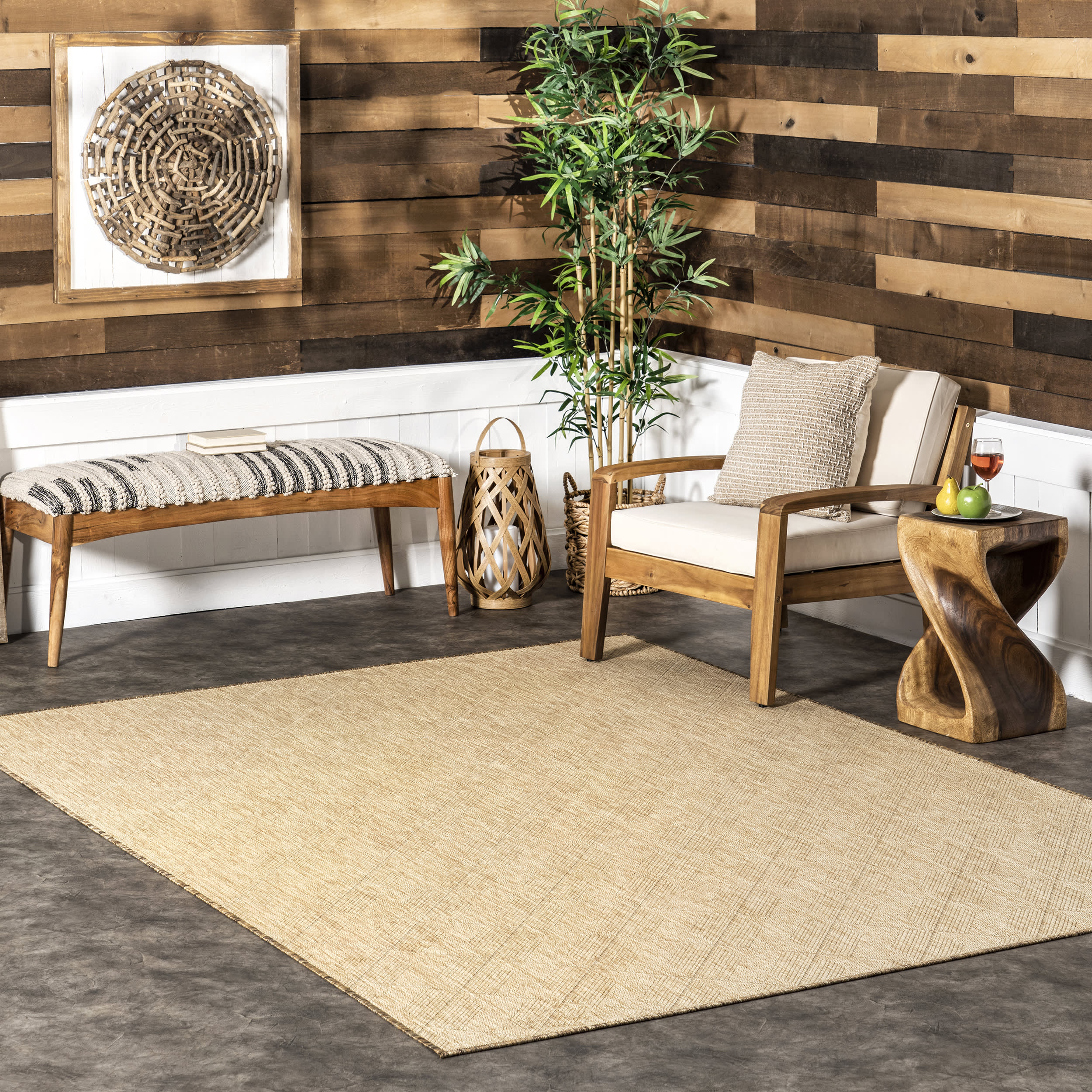 Kirstin Diamond Faux Jute Indoor/Outdoor Rug | Brown - Image 2