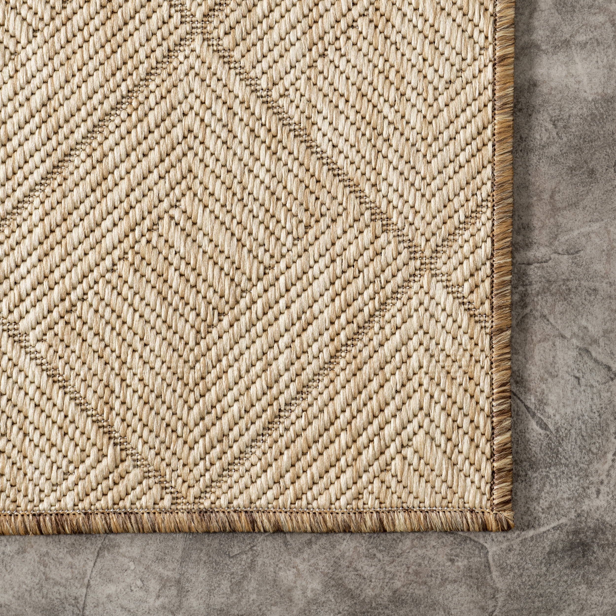 Kirstin Diamond Faux Jute Indoor/Outdoor Rug | Brown - Image 3