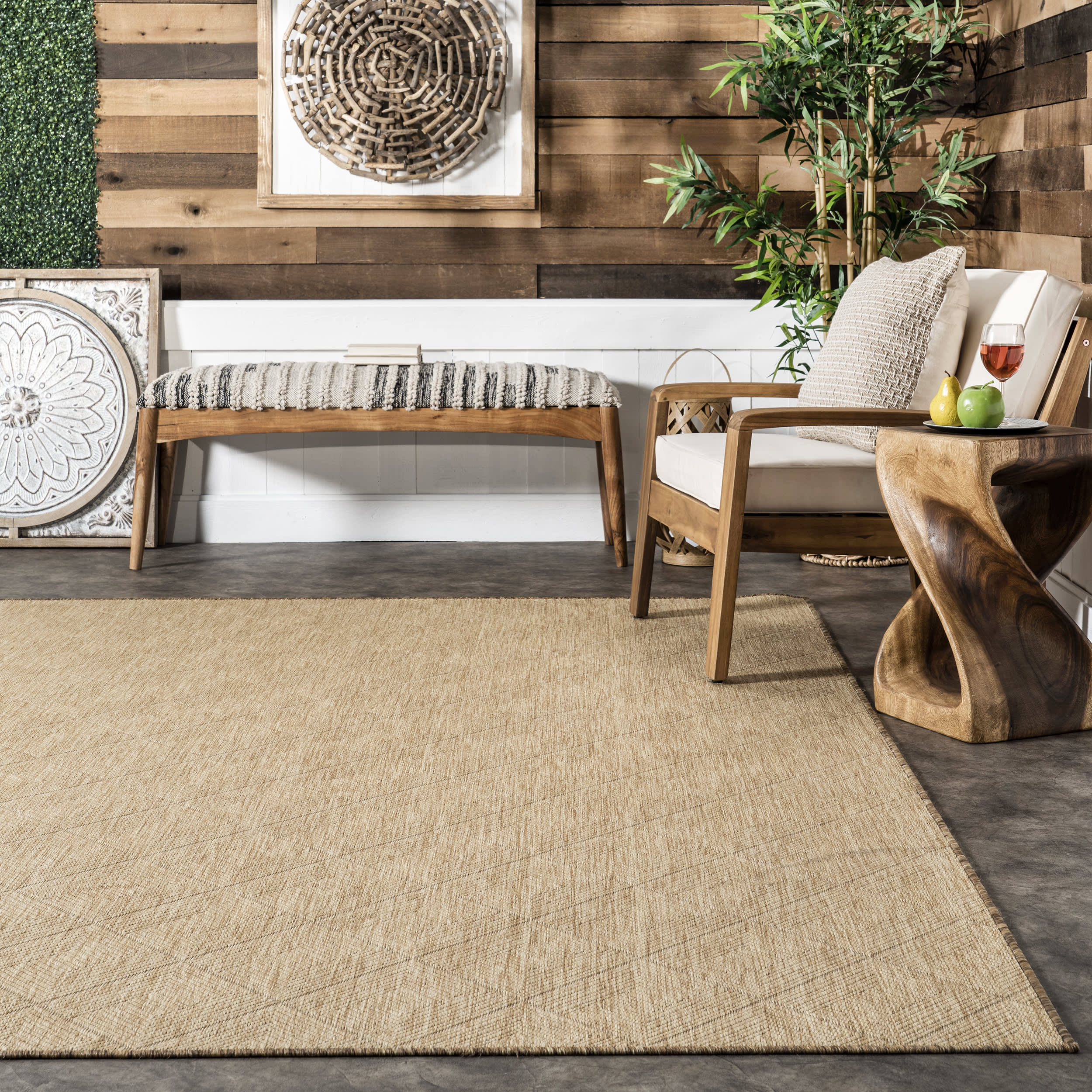 Kirstin Diamond Faux Jute Indoor/Outdoor Rug | Brown - Image 4