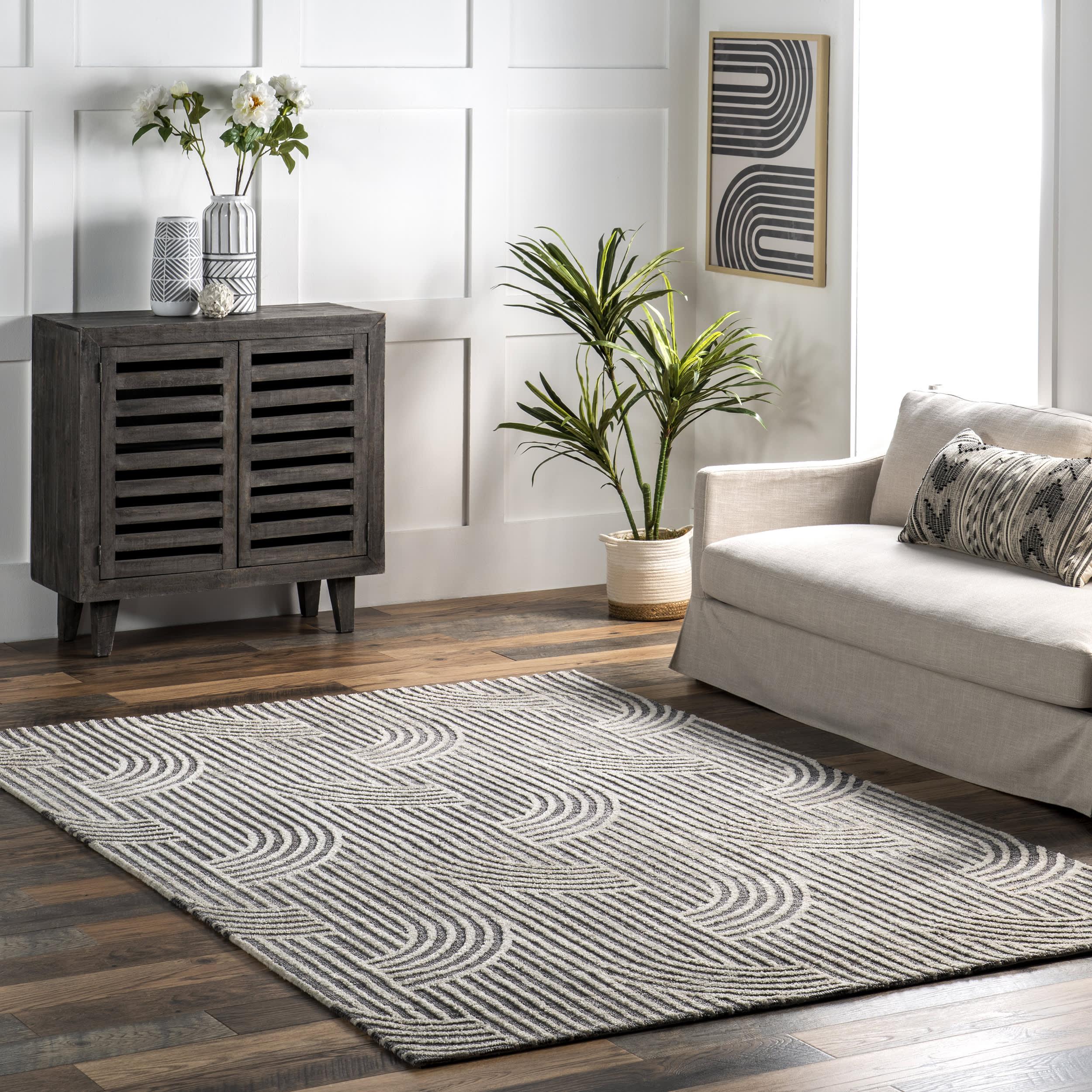 Kirstyn Raised Effect Rug | Dark Grey - Image 2