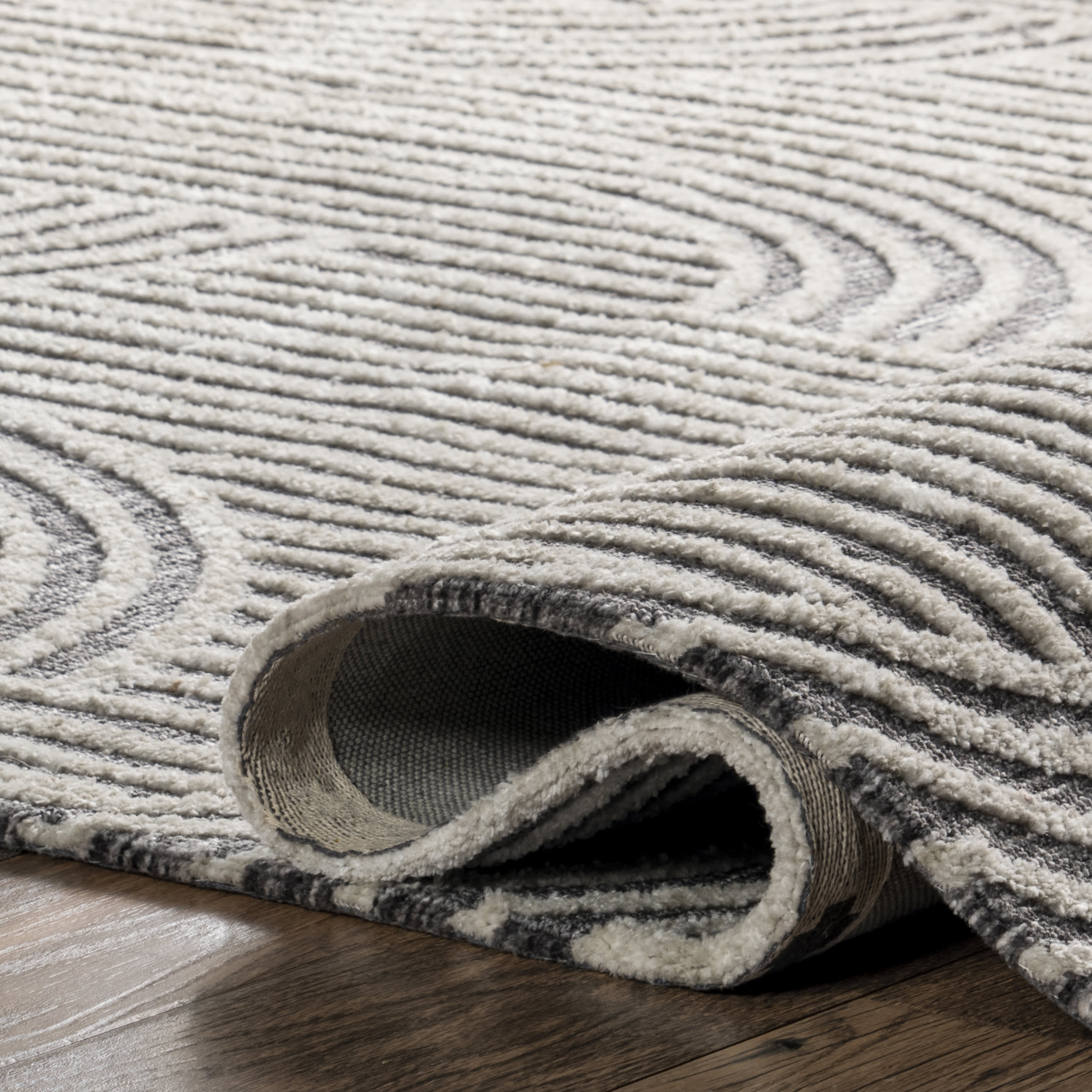 Kirstyn Raised Effect Rug | Dark Grey - Image 8