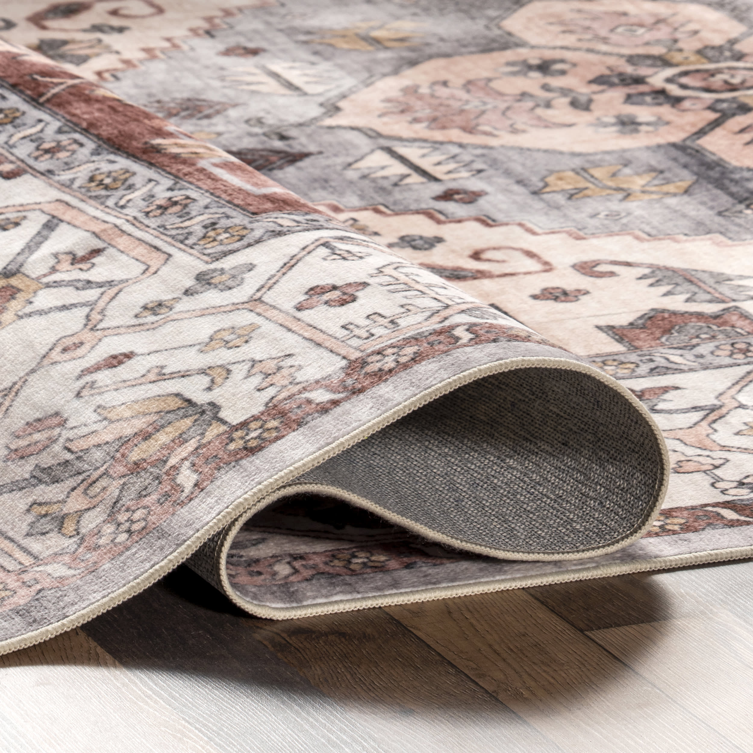 Kitura Medallion Washable Rug | Beige - Image 8