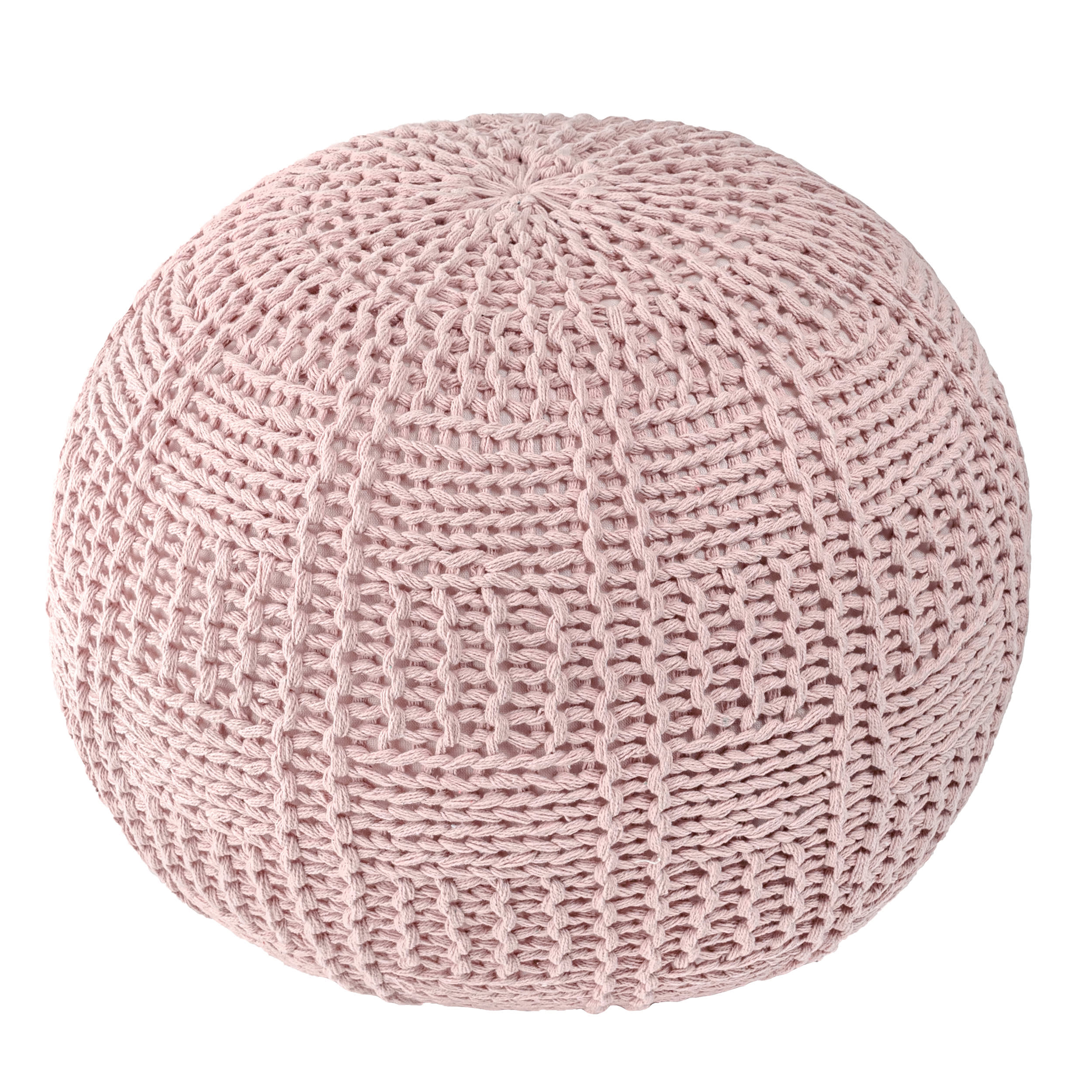 Knitted Cotton Basketweave Pouf | Blush - Image 2