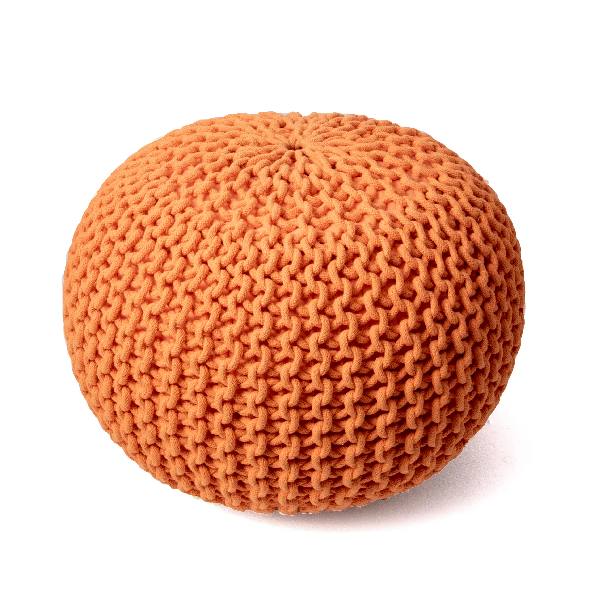 Knitted Cotton Pouf | Orange - Image 3