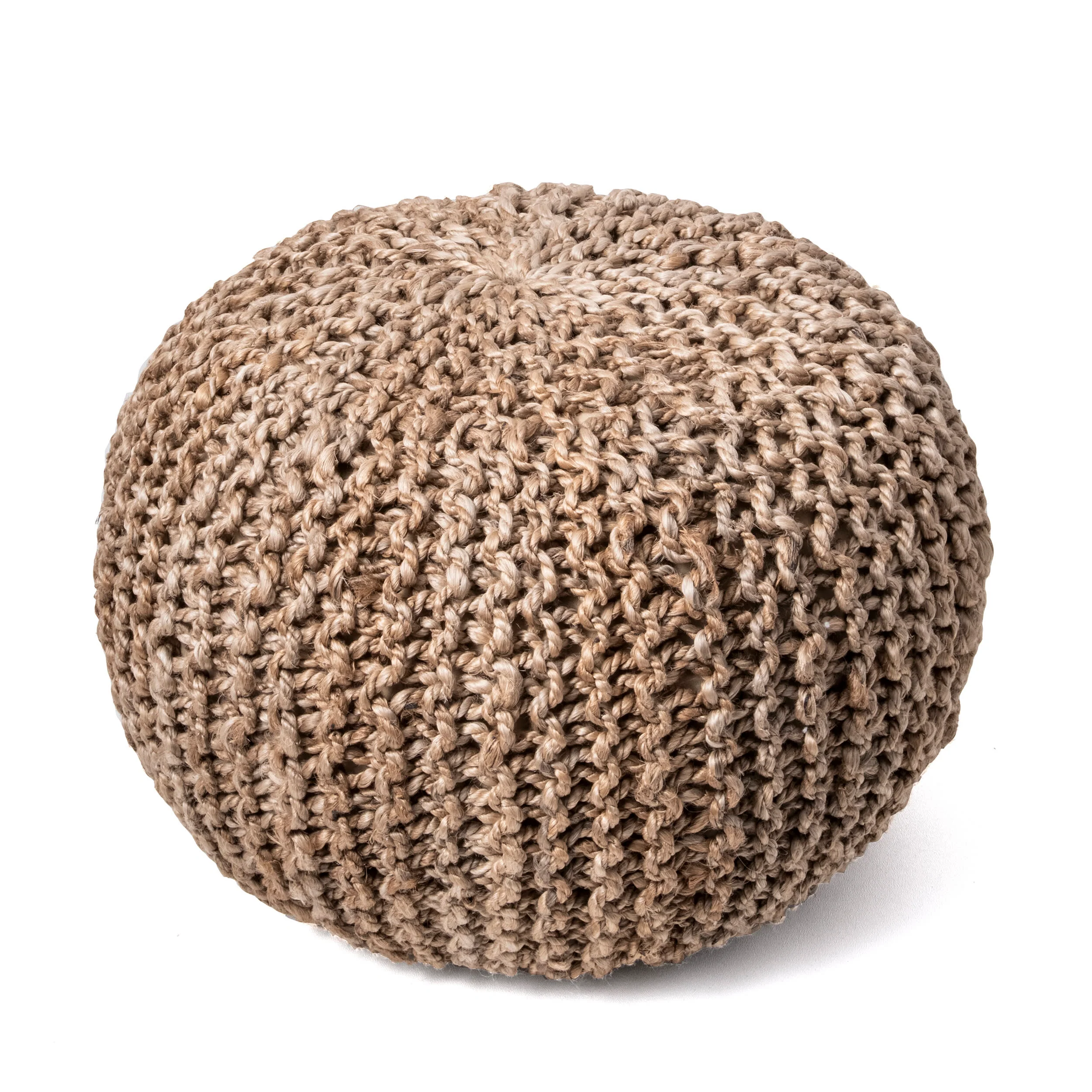 Knitted Jute Pouf | Natural - Image 3