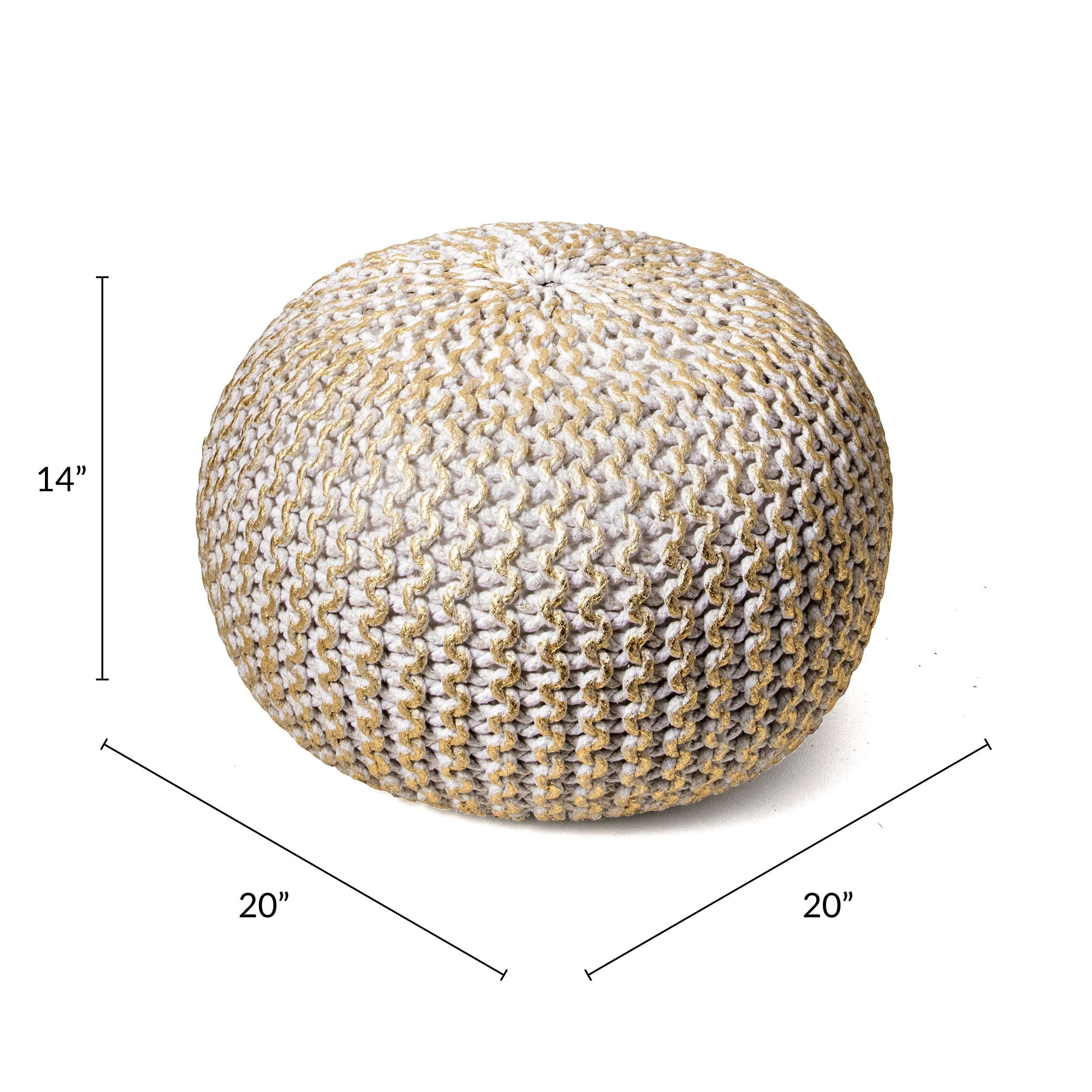 Knitted Round Pouf | Gold - Image 3