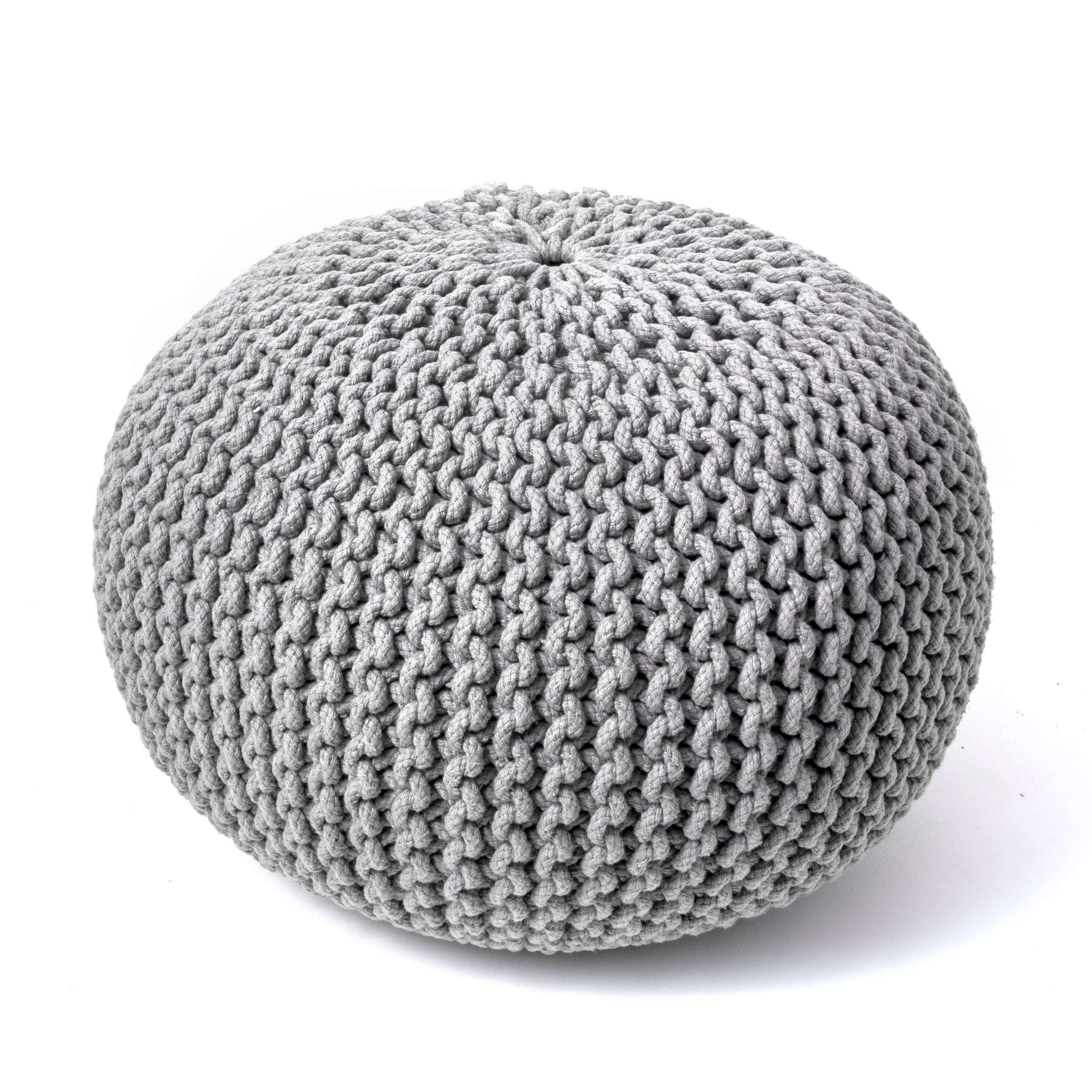 Knitted Round Pouf | Grey - Image 2