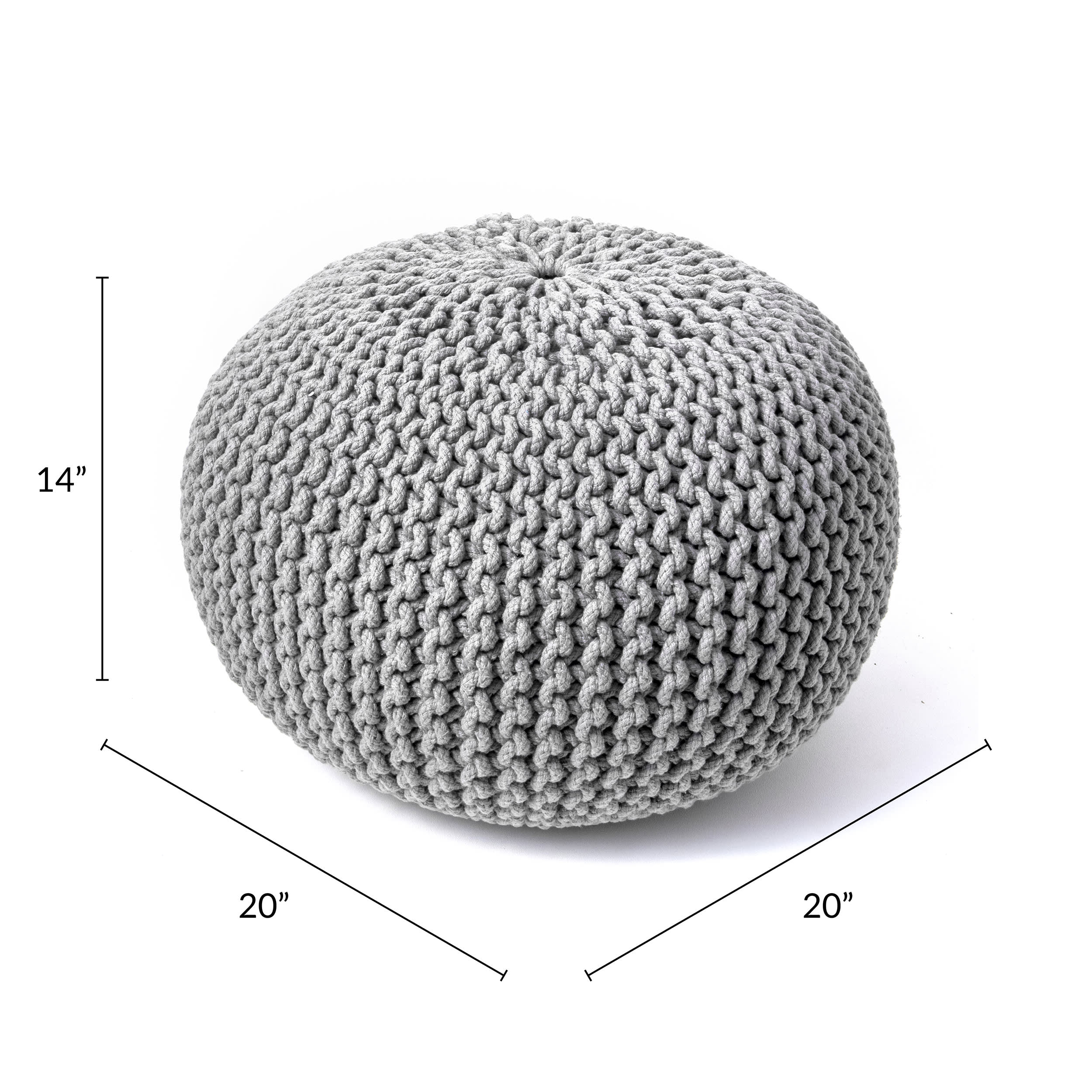 Knitted Round Pouf | Grey - Image 3