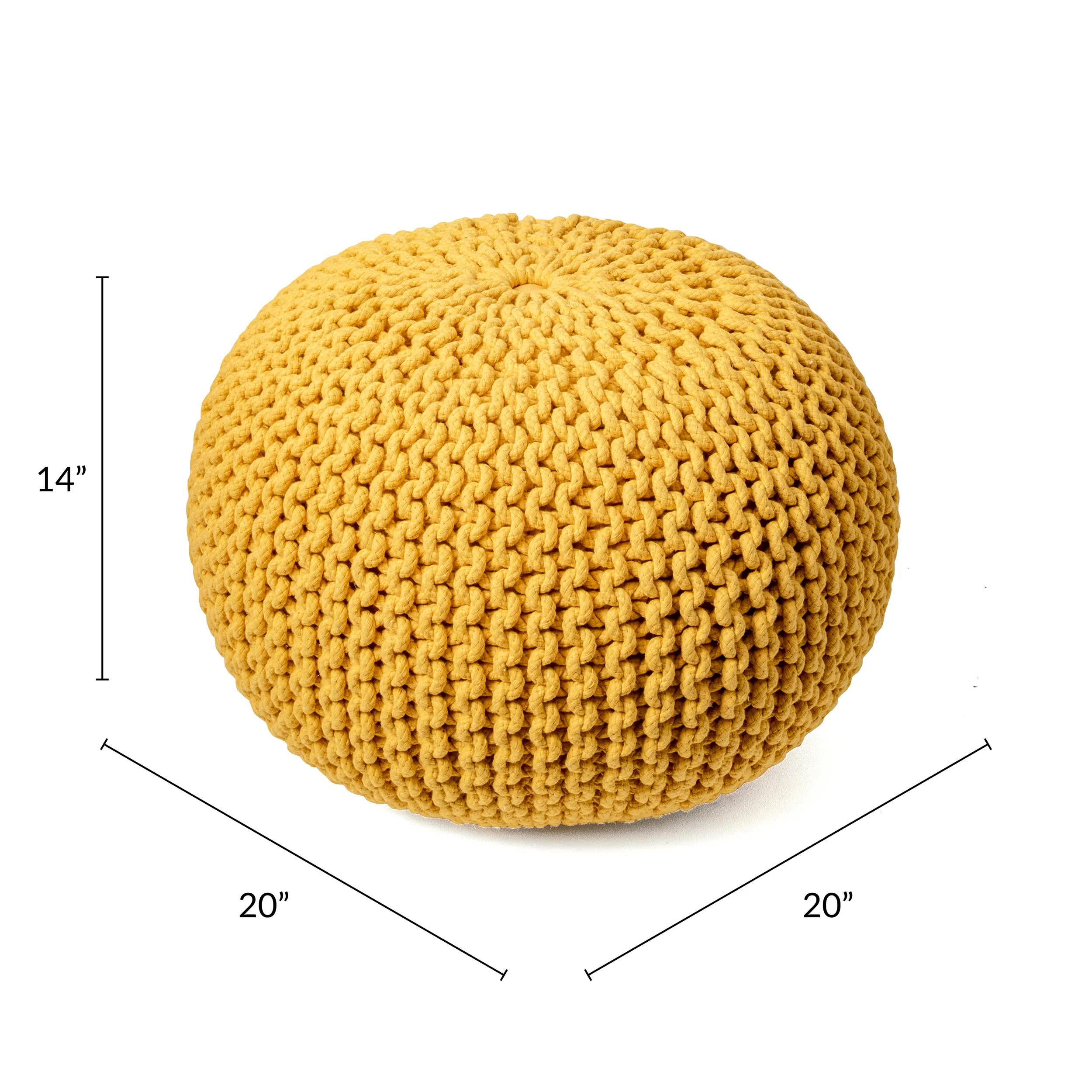 Knitted Round Pouf | Ming Yellow - Image 3