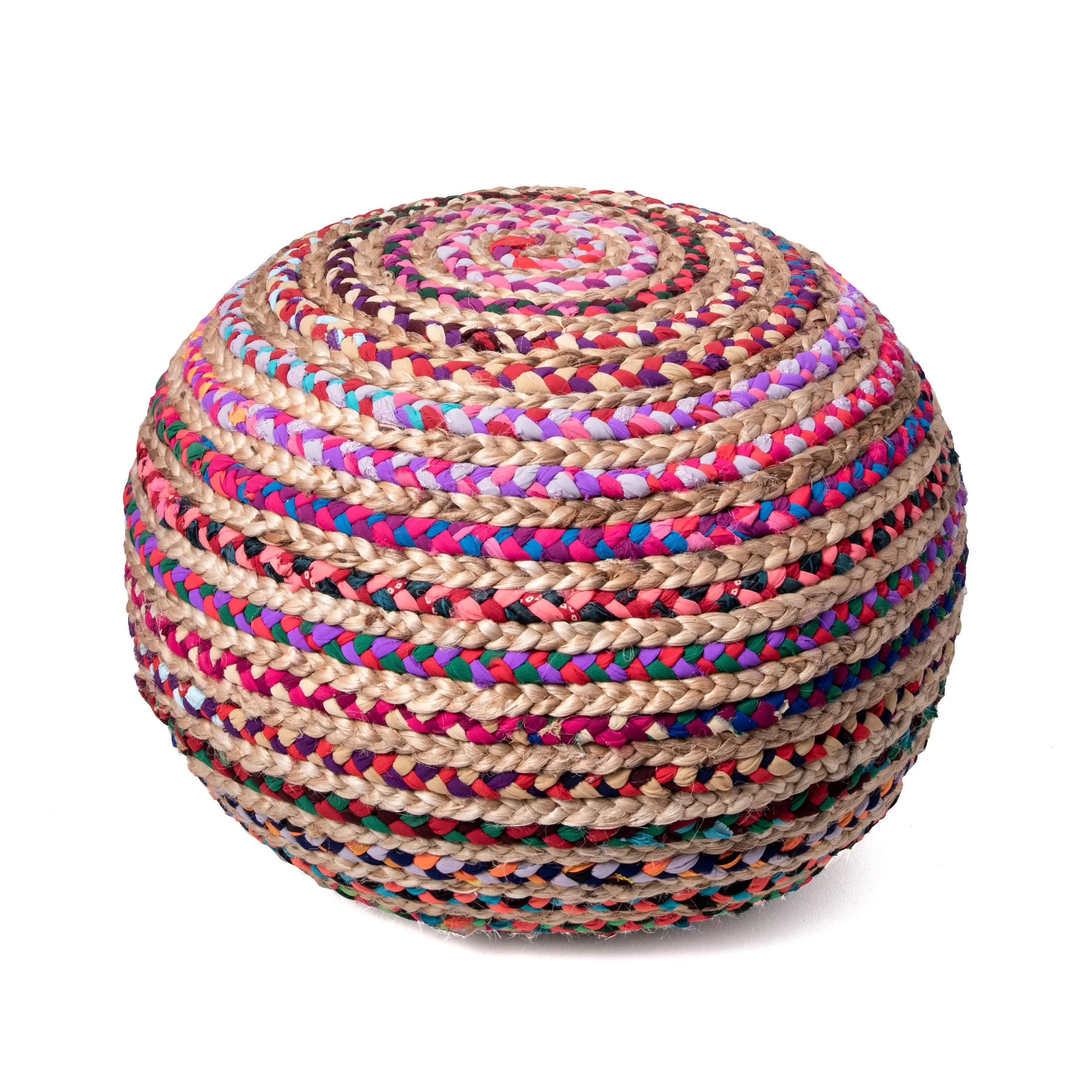 Knitted Round Pouf | Multicolor - Image 2