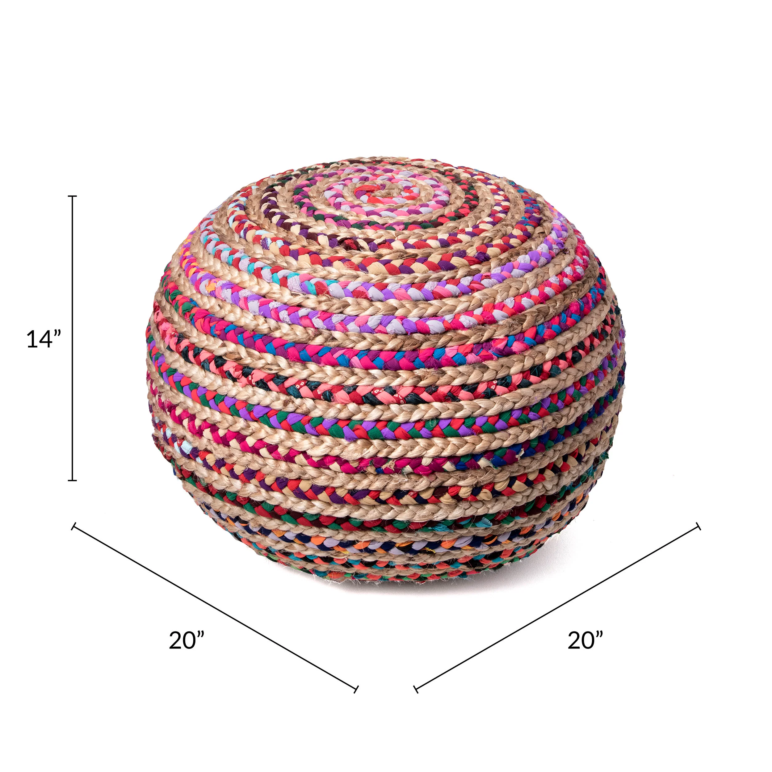 Knitted Round Pouf | Multicolor - Image 3