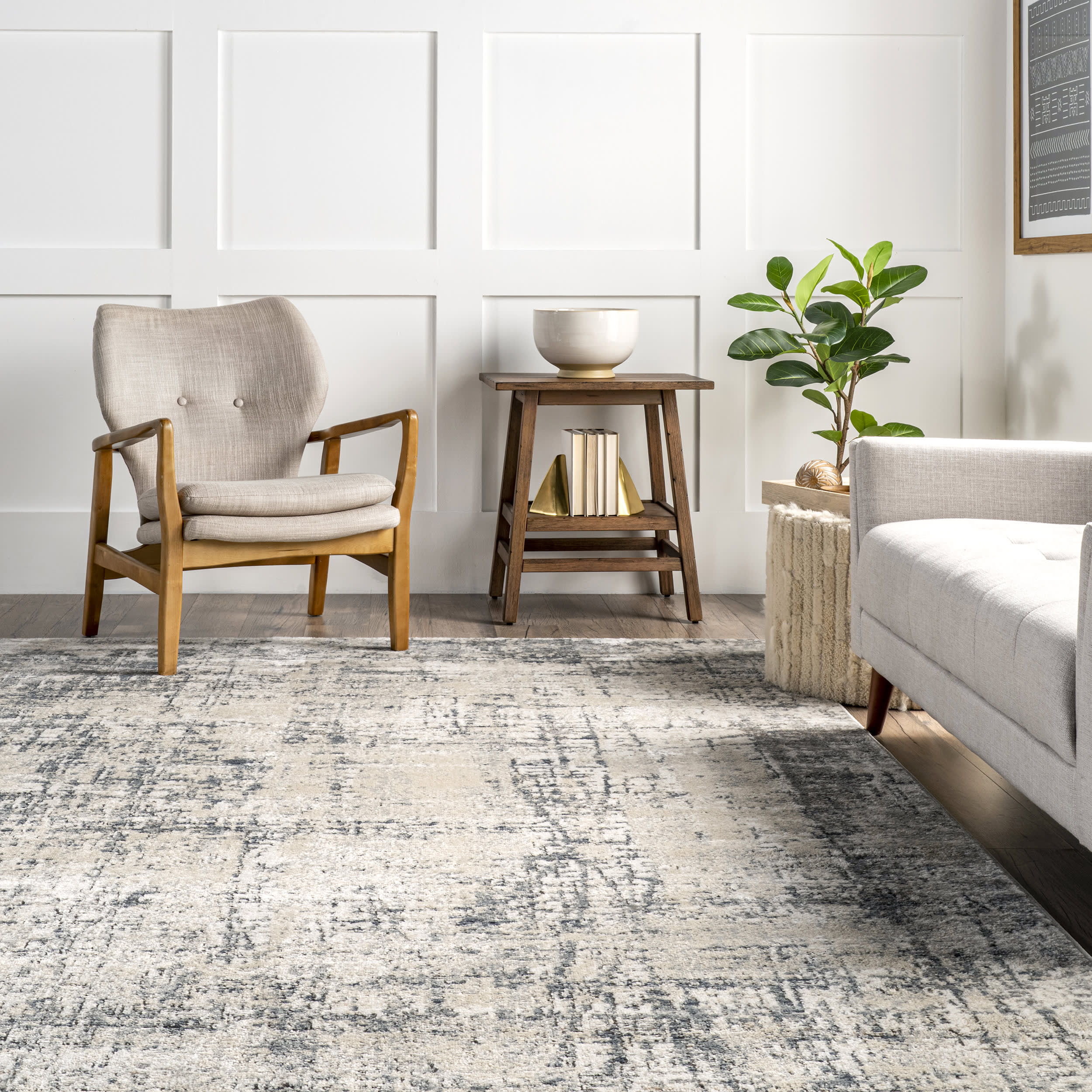 Kora Marbleized Abstract Rug | Beige - Image 4