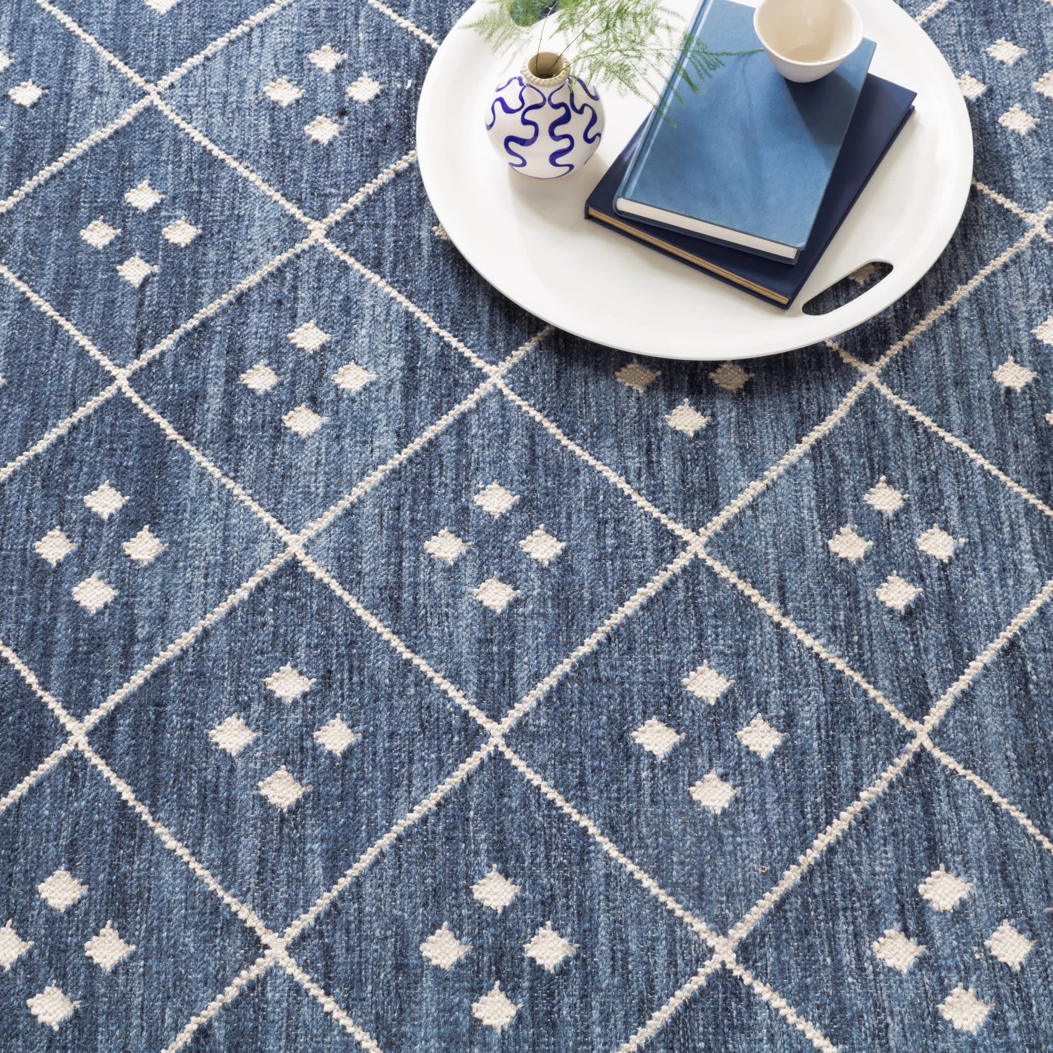 Kota Handwoven Wool Rug | Indigo - Image 5