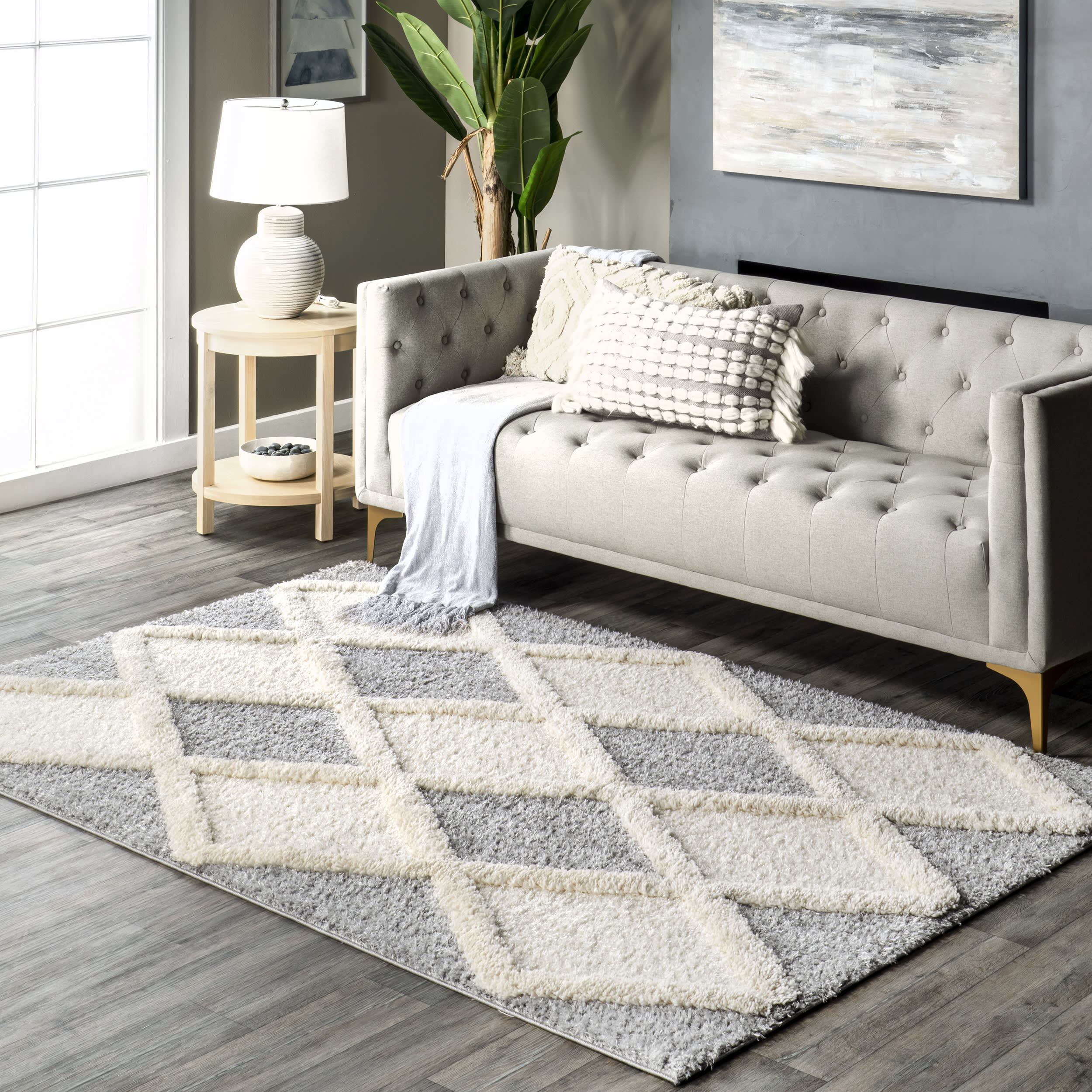 Kourtney Trellis Shag Rug | Blue - Image 2