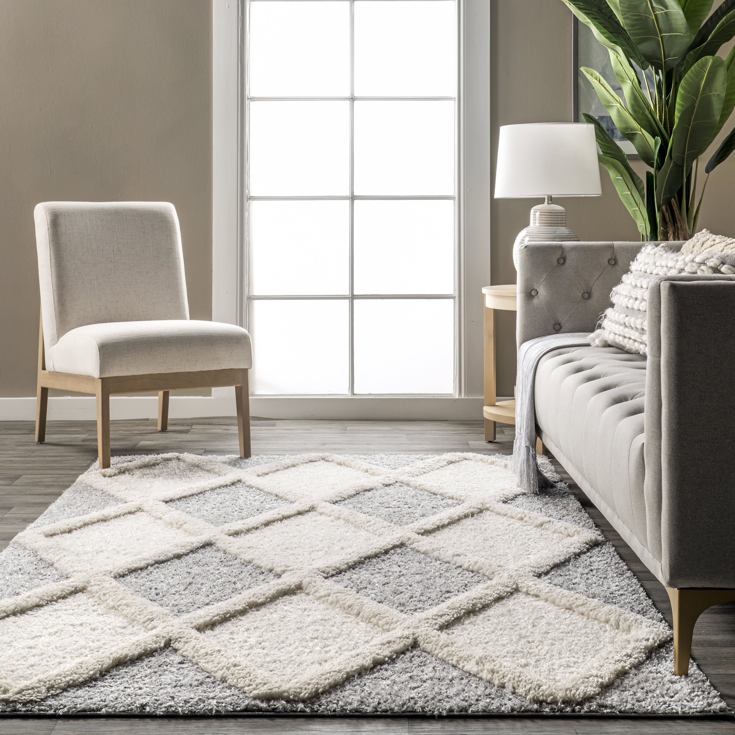 Kourtney Trellis Shag Rug | Blue - Image 4