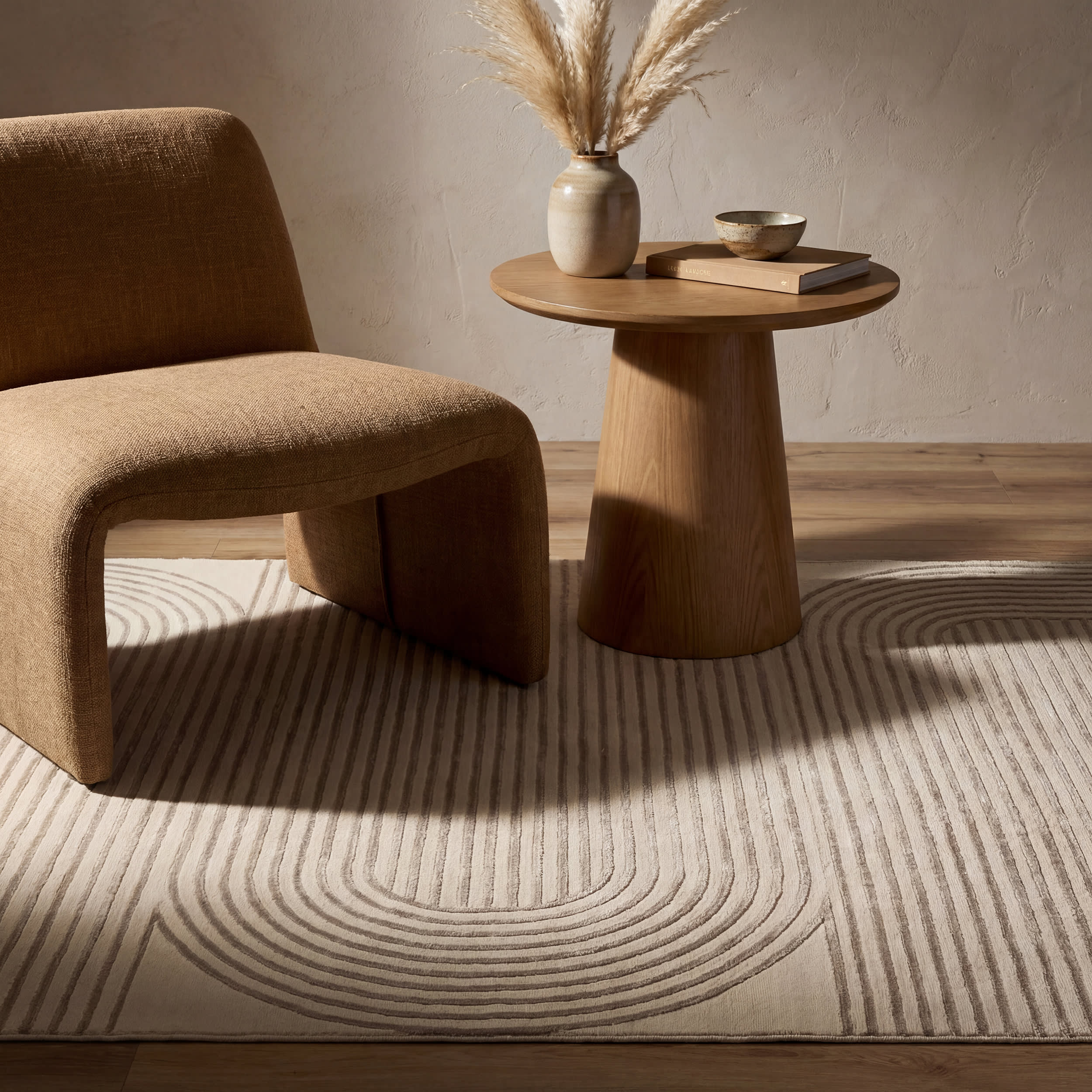 Krina Modern Abstract Plush Textured Washable Rug | Cream/Grey - Image 5