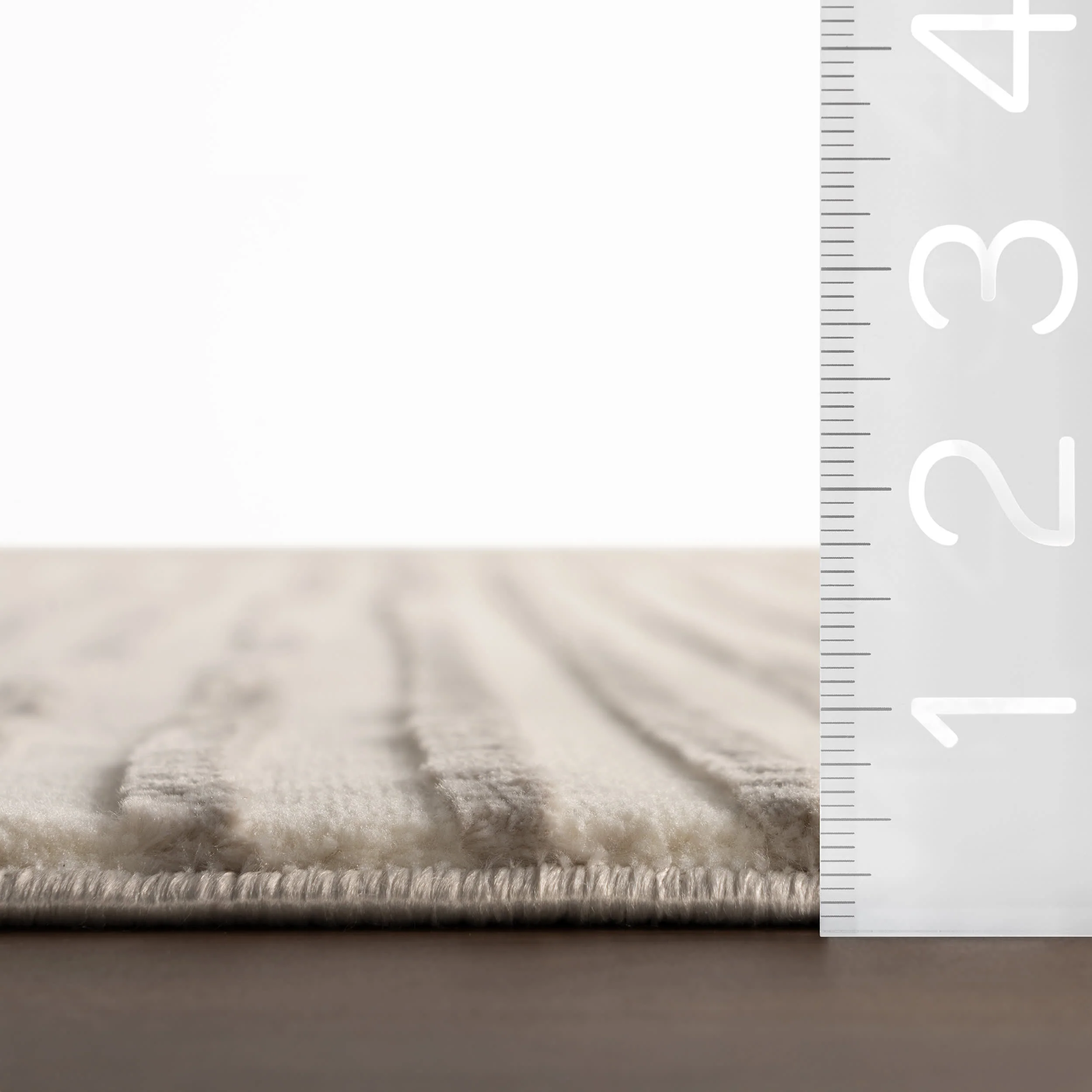 Krina Modern Abstract Plush Textured Washable Rug | Cream/Grey - Image 6
