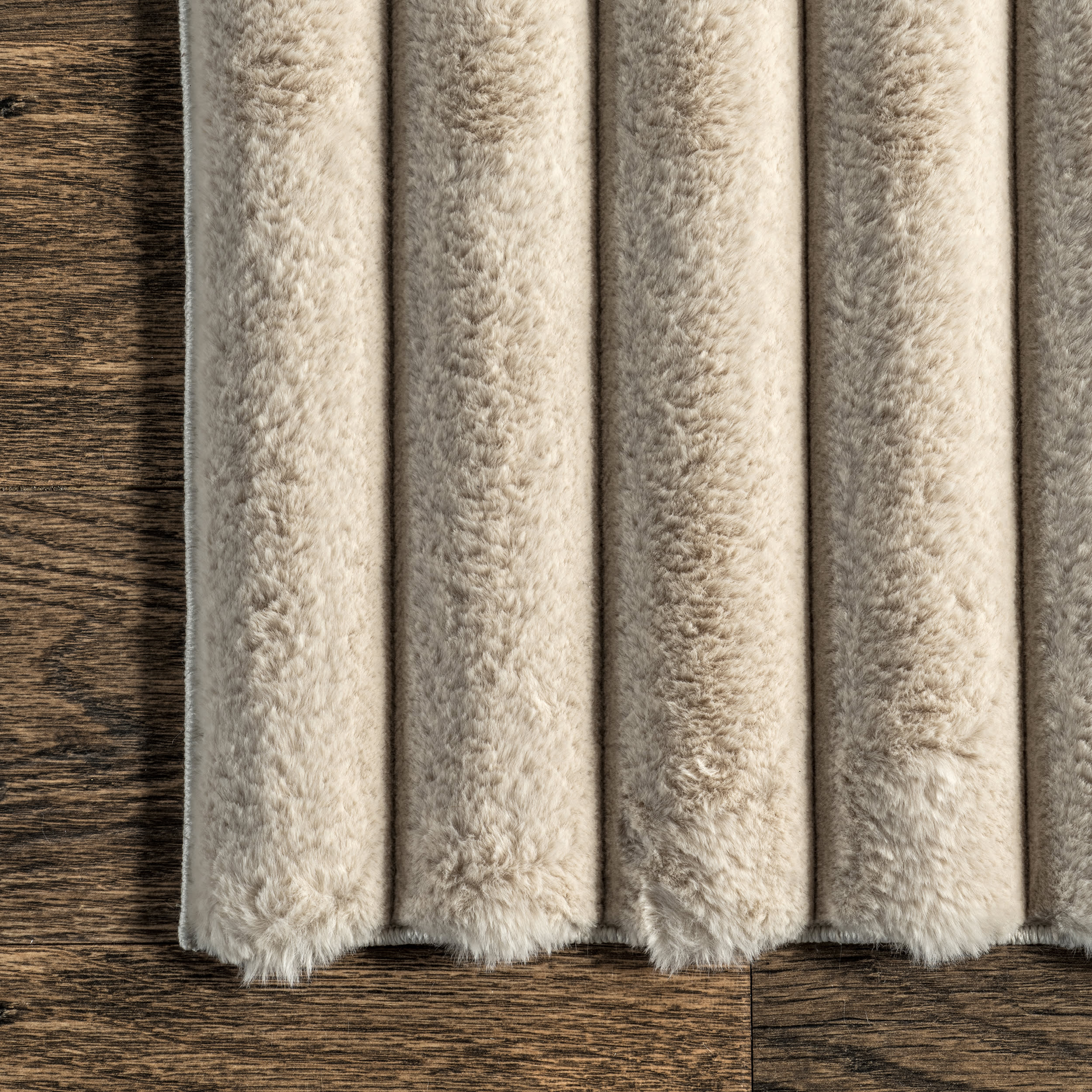 Kris Striped Plush Cloud Washable Rug | Beige - Image 3