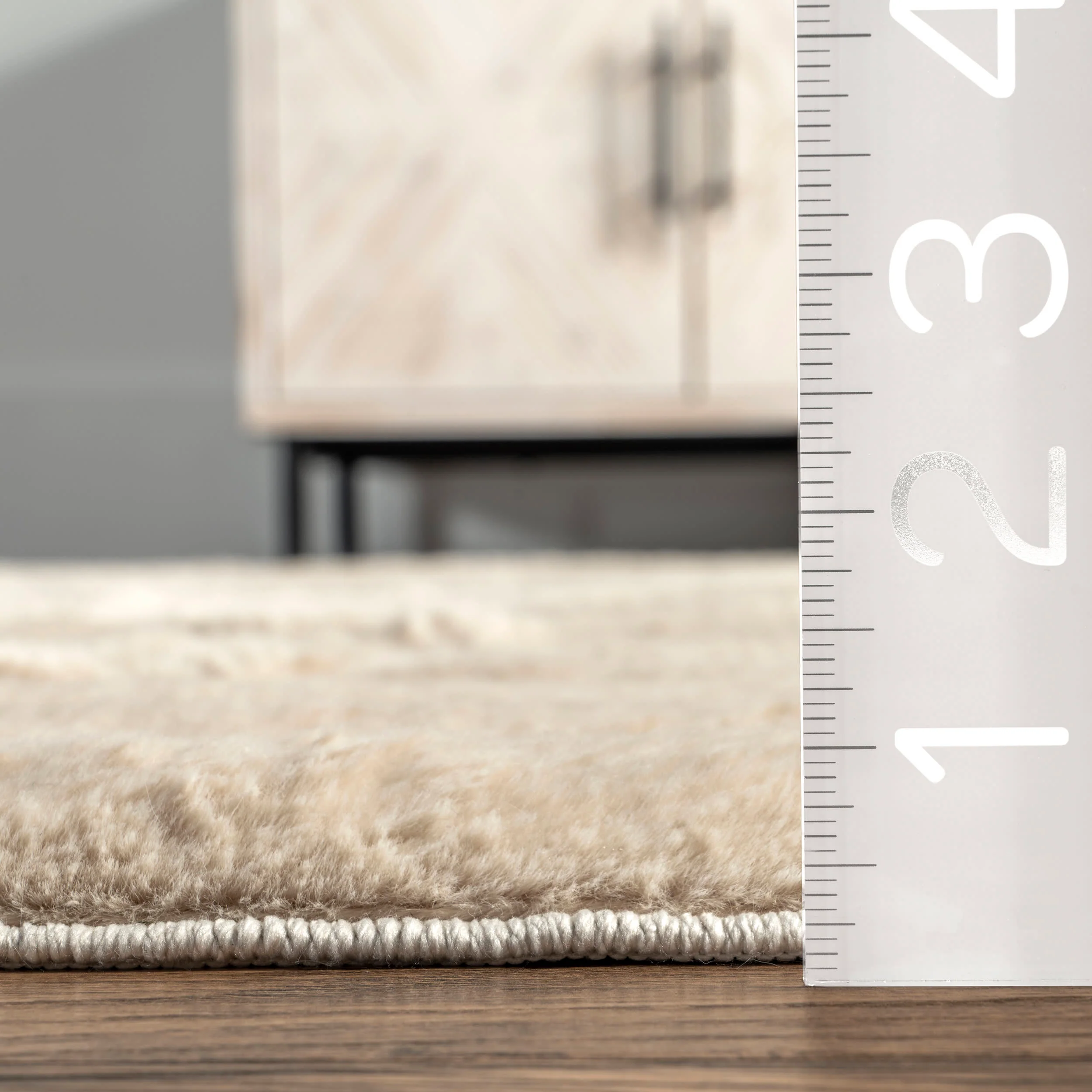 Kris Striped Plush Cloud Washable Rug | Beige - Image 5