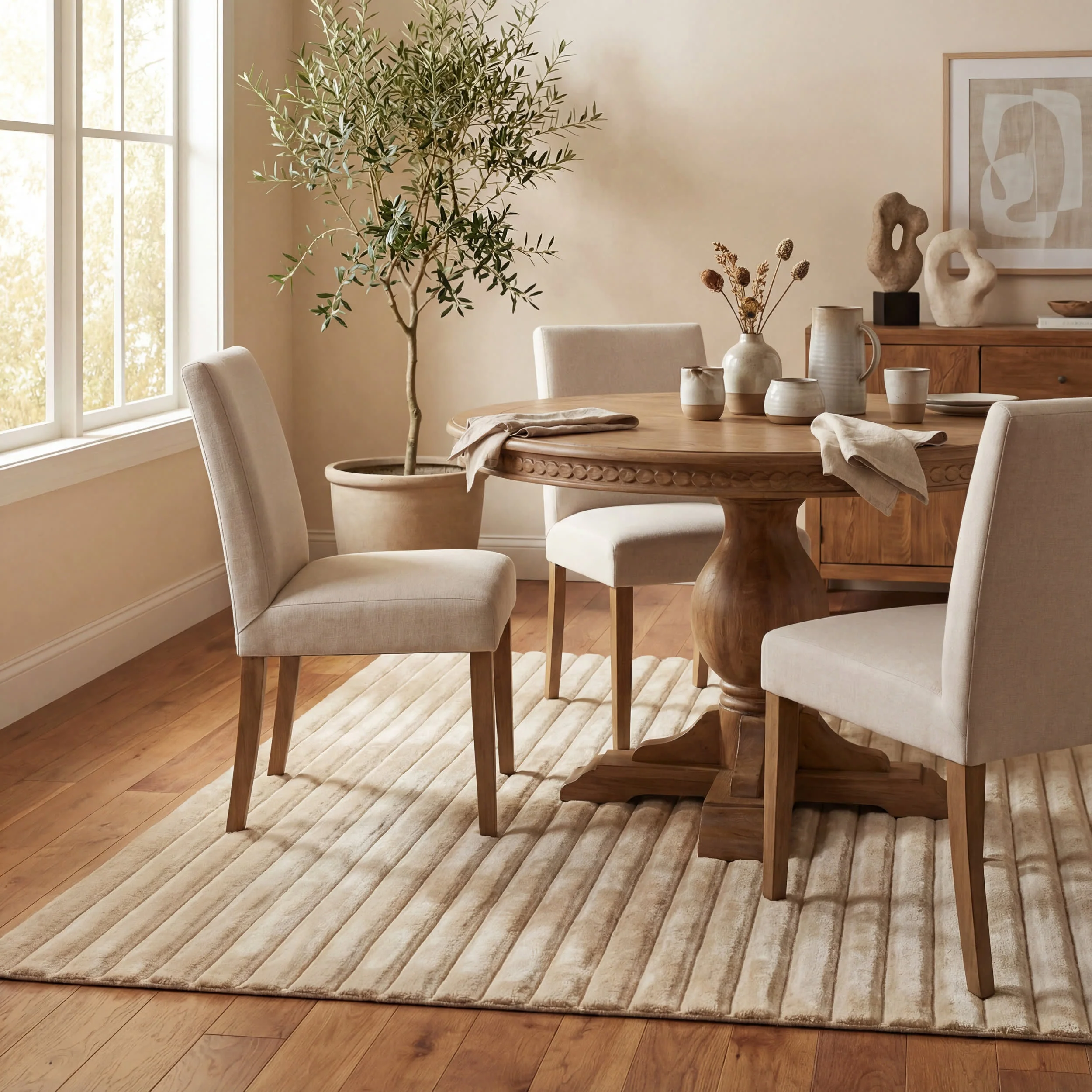 Kris Striped Plush Cloud Washable Rug | Beige - Image 6