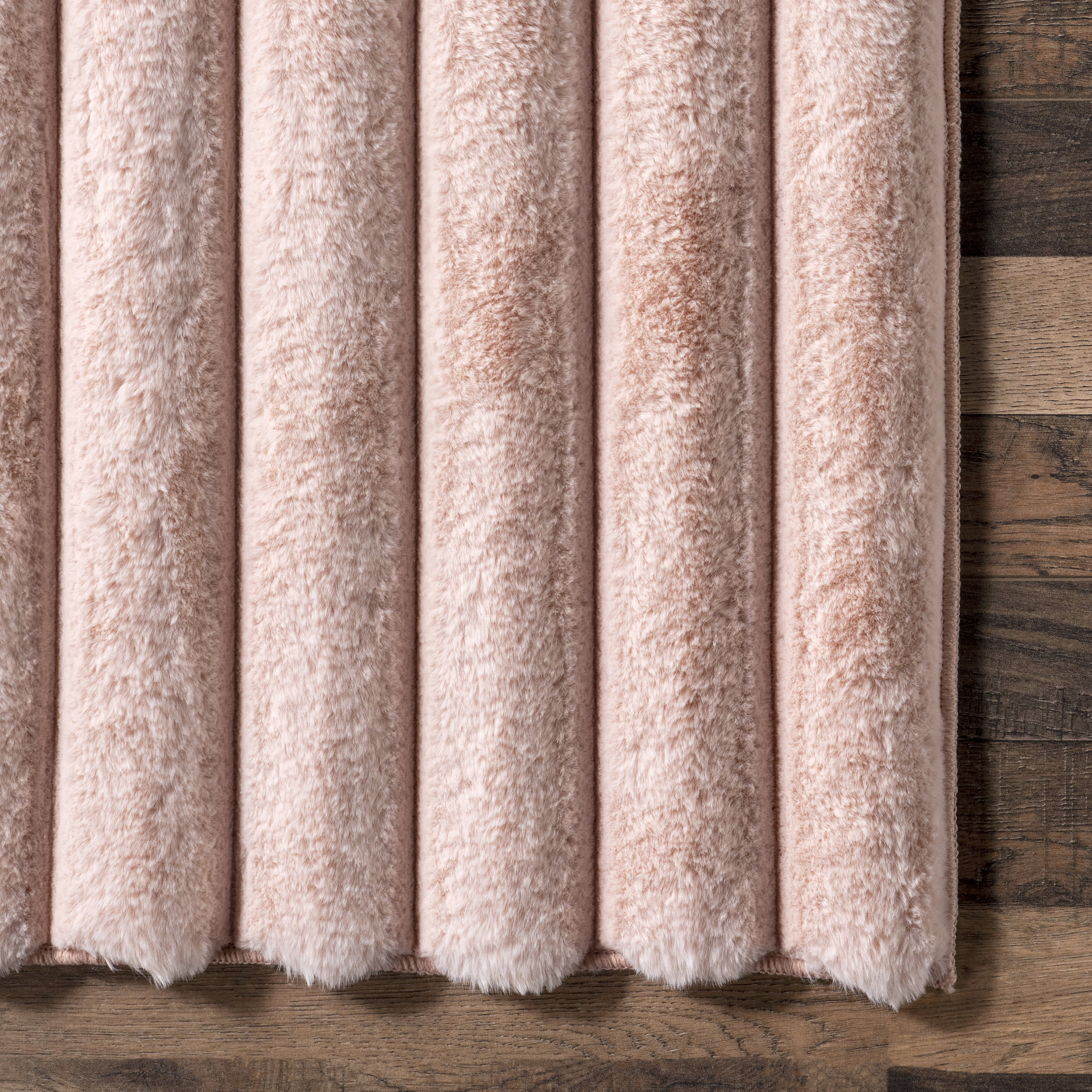 Kris Striped Plush Cloud Washable Rug | Blush - Image 3
