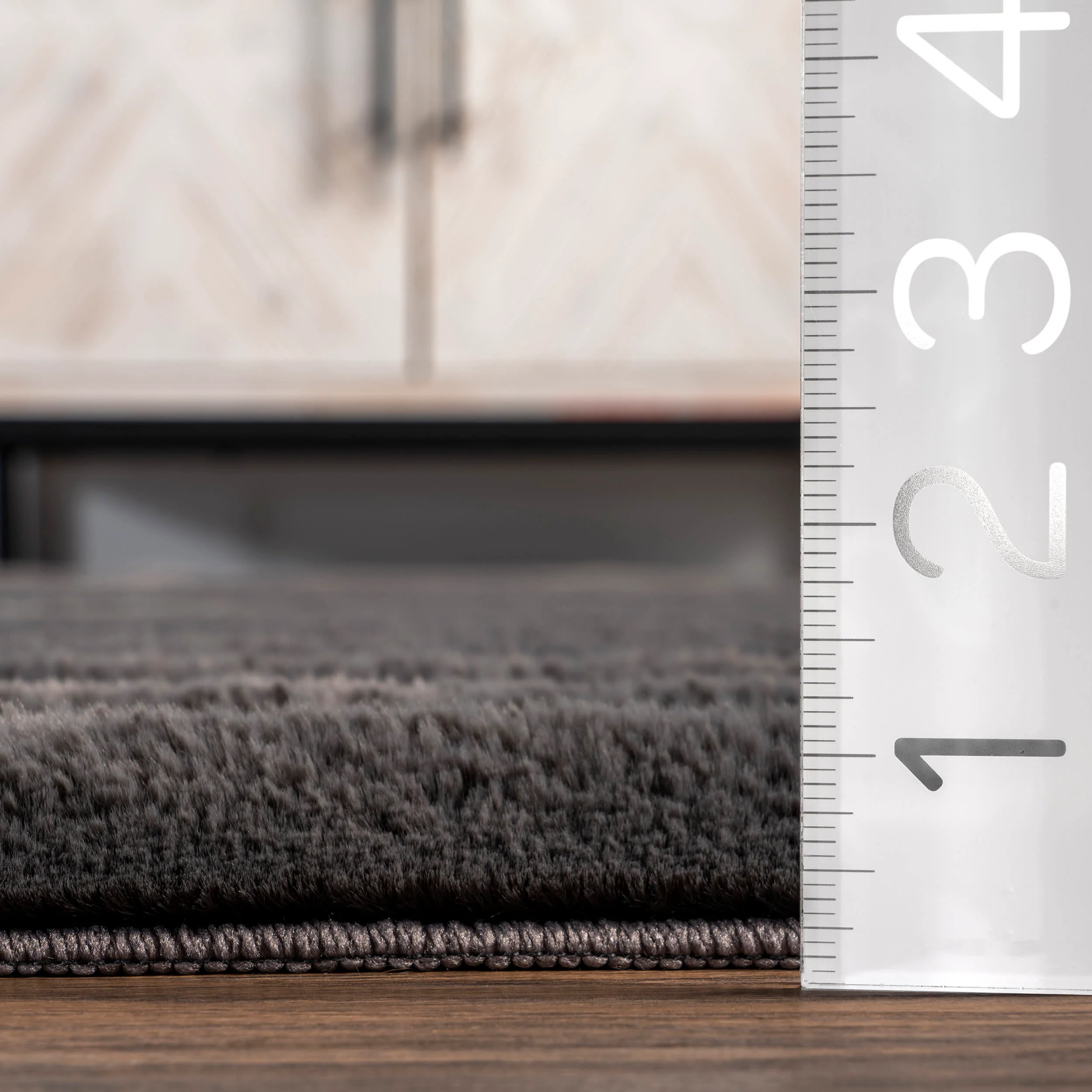 Kris Striped Plush Cloud Washable Rug | Charcoal - Image 4