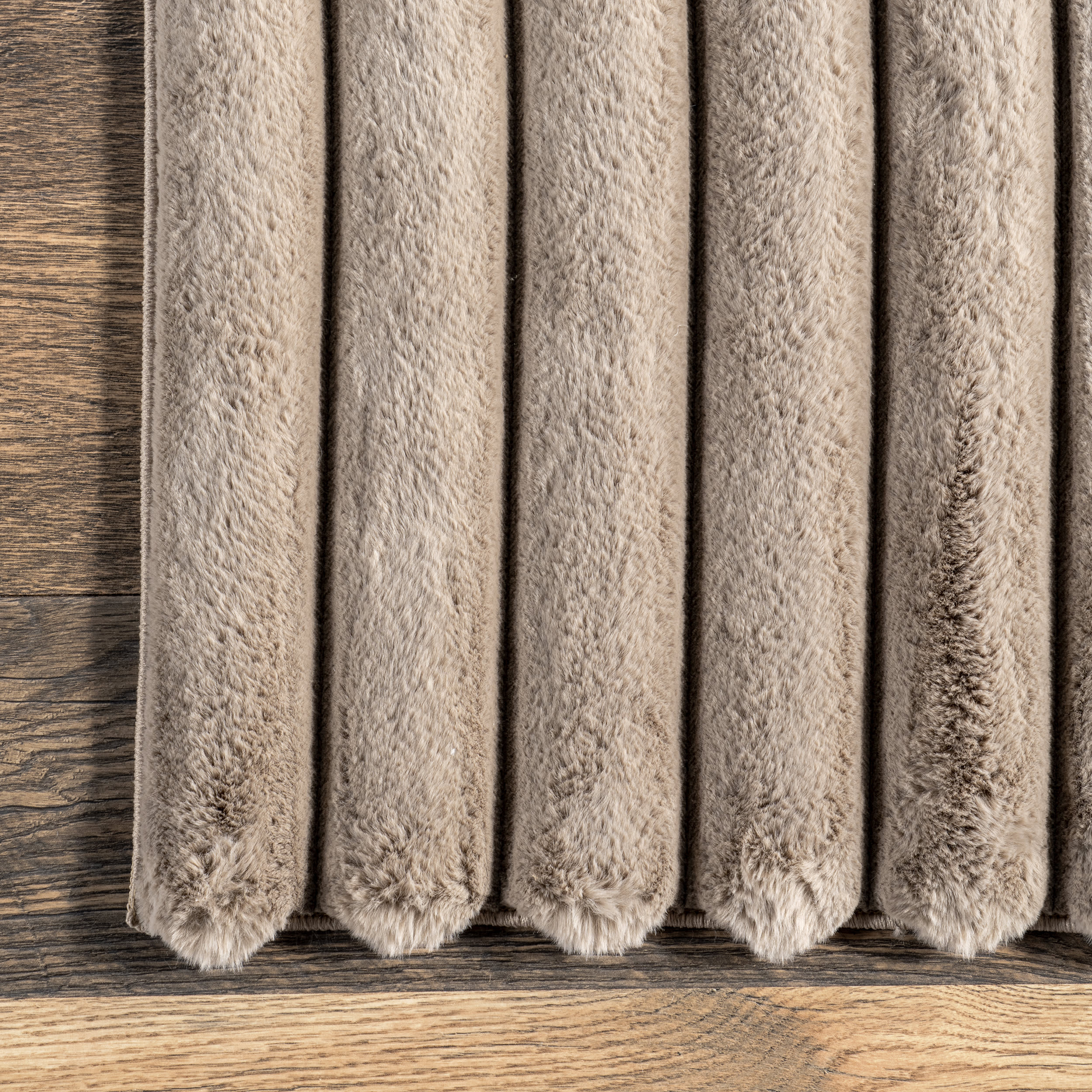 Kris Striped Plush Cloud Washable Rug | Taupe - Image 3