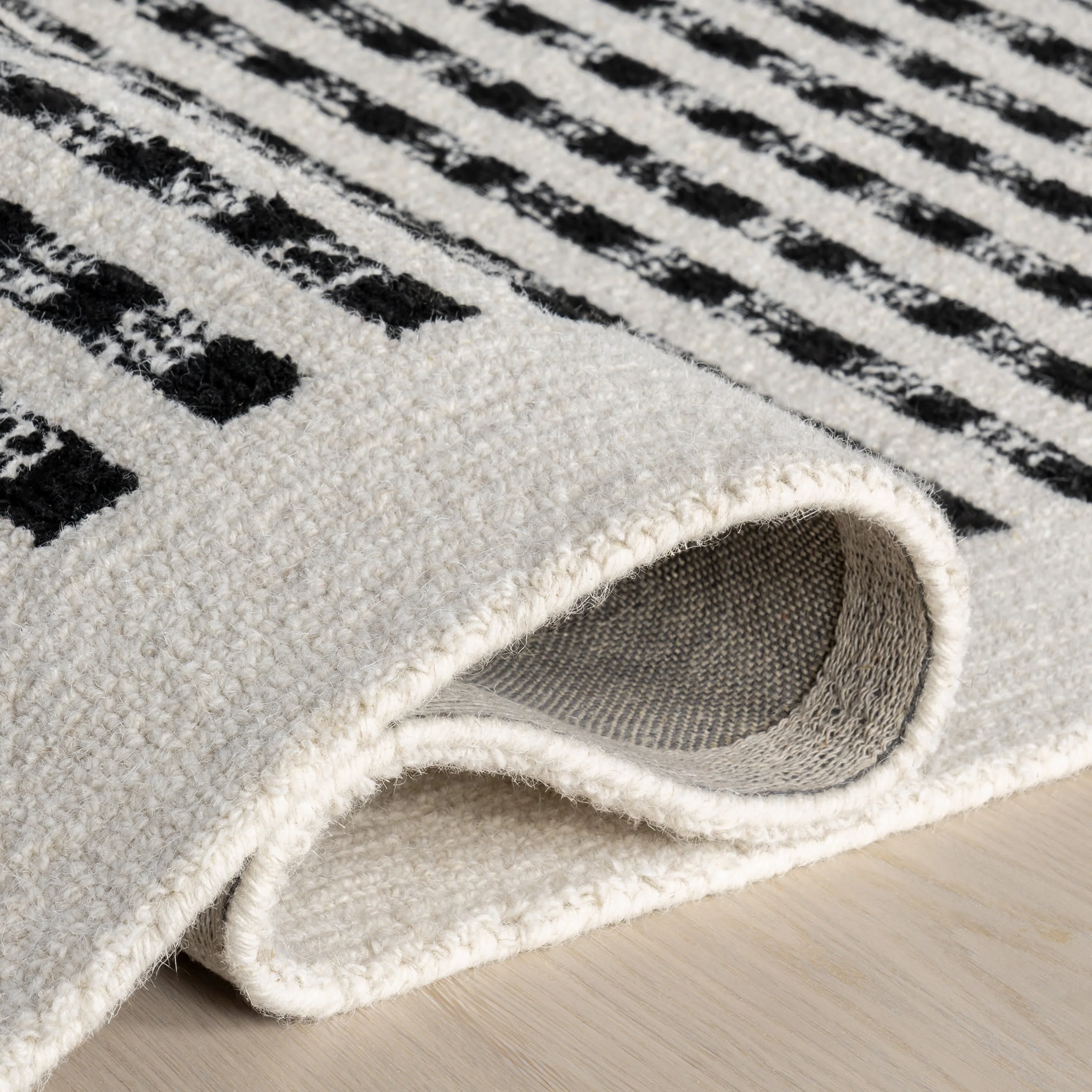 Kristie Wool Striped Rug | Ivory - Image 9